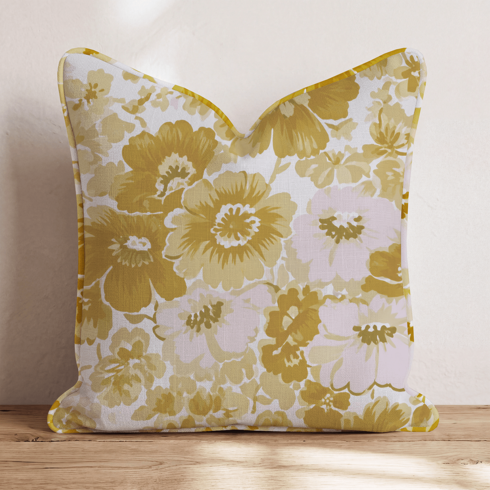 Ochre Gentle Bloom Throw Pillow - Benton Lane Home - Hillcroft Home