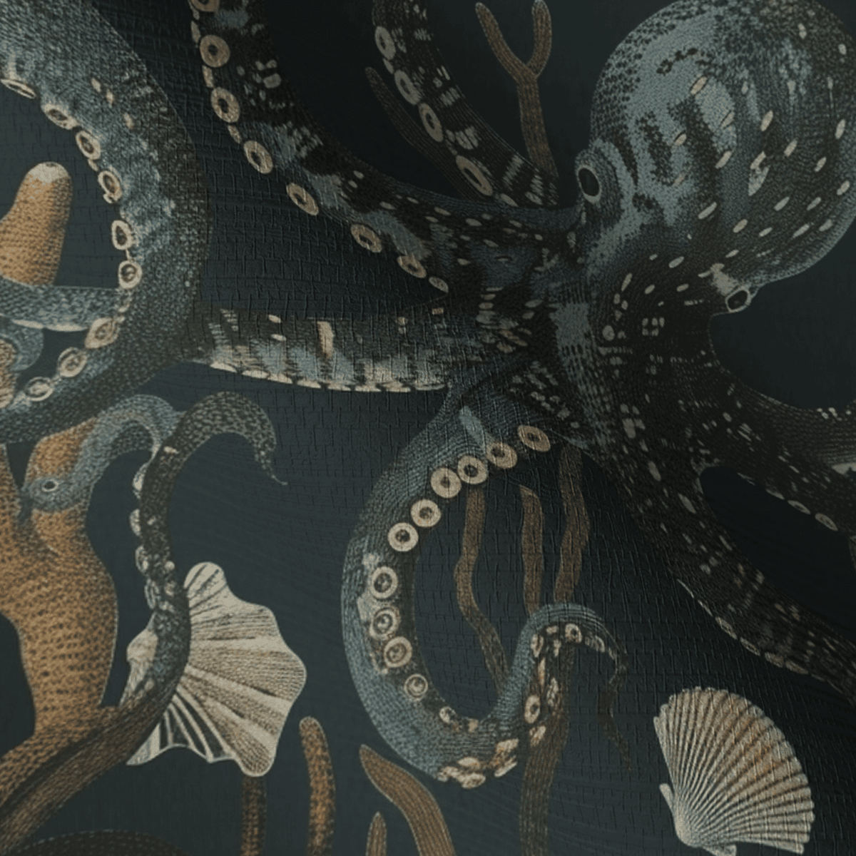 Octopus Garden Faux Grasscloth Wallpaper - Painted Paper