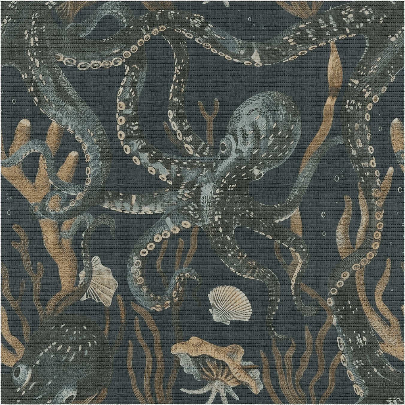 Octopus Garden Faux Grasscloth Wallpaper - Painted Paper