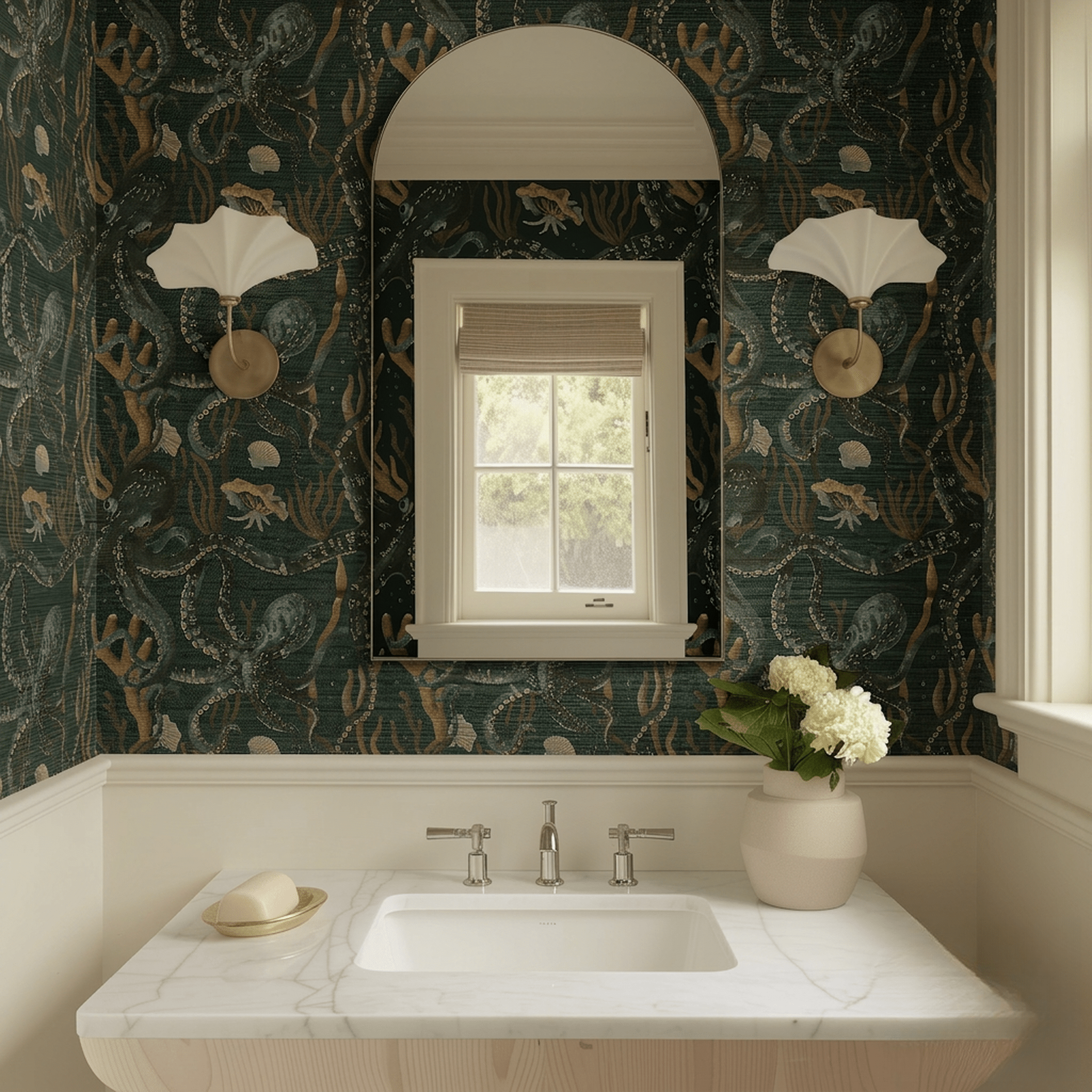 Octopus Garden Faux Grasscloth Wallpaper