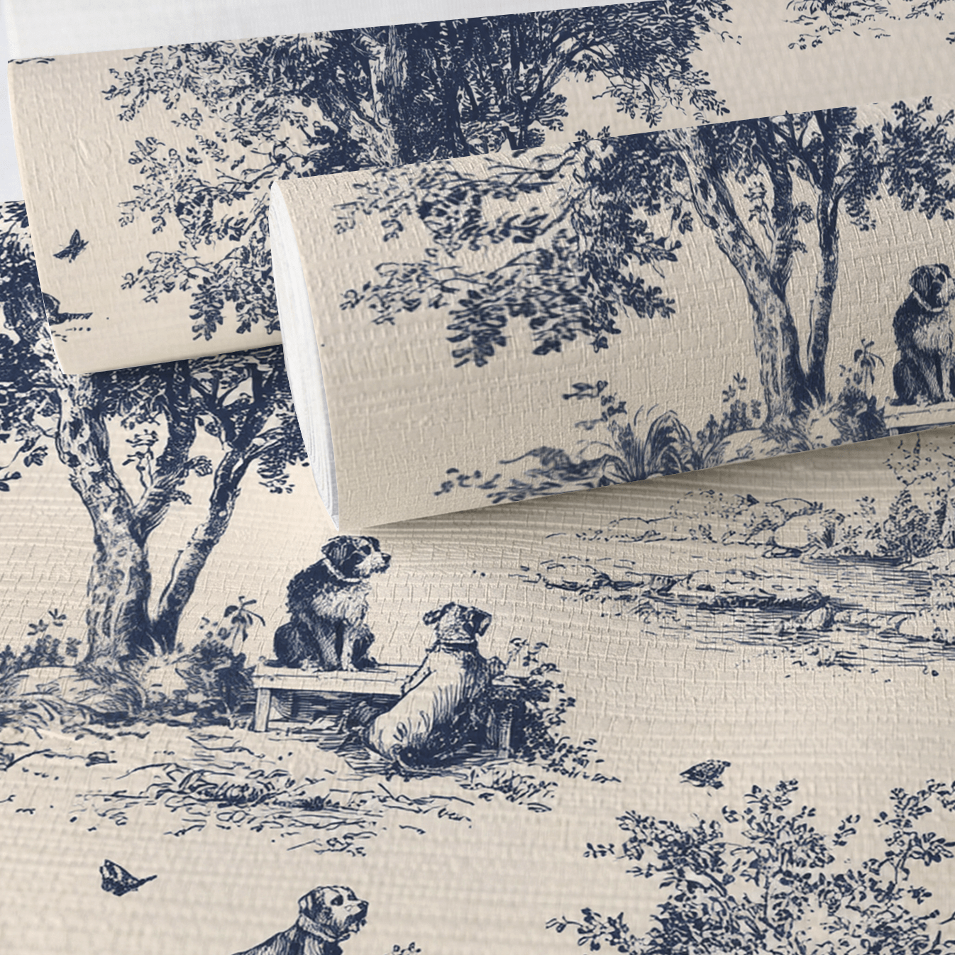 Off Duty Dogs Faux Grasscloth Wallpaper - Painted Paper