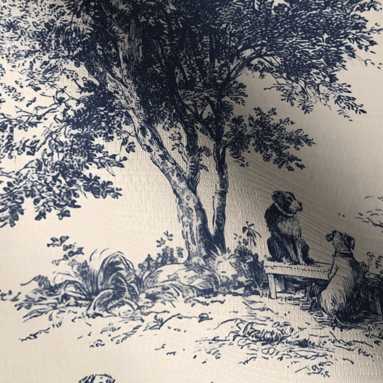 Off Duty Dogs Faux Grasscloth Wallpaper - Painted Paper