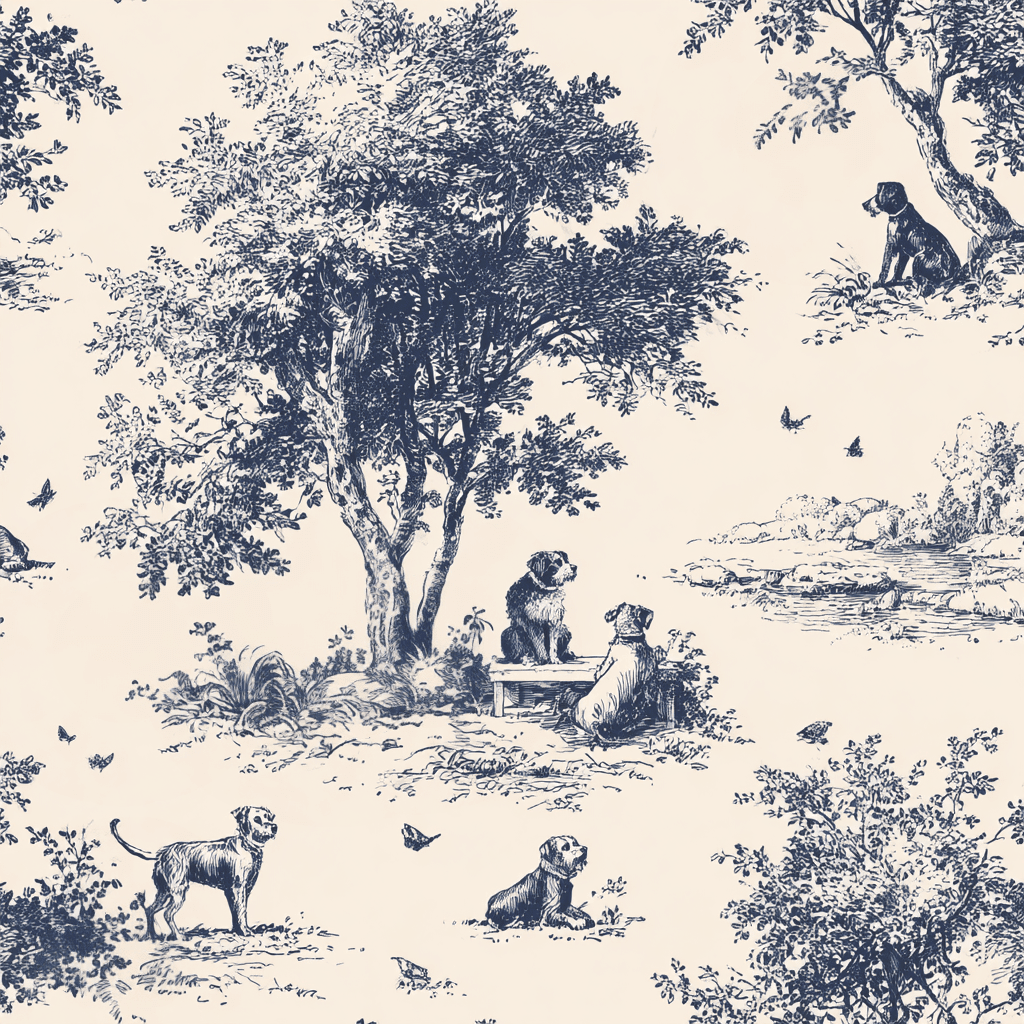 Off Duty Dogs Wallpaper - Benton Lane Home - Painted Paper