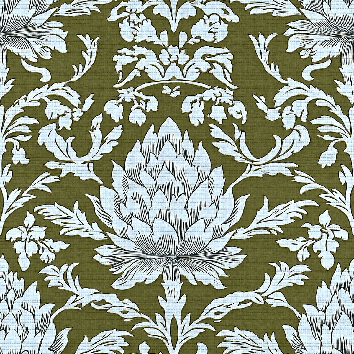Olive Fancy Faux Grasscloth Wallpaper - Lemon Park