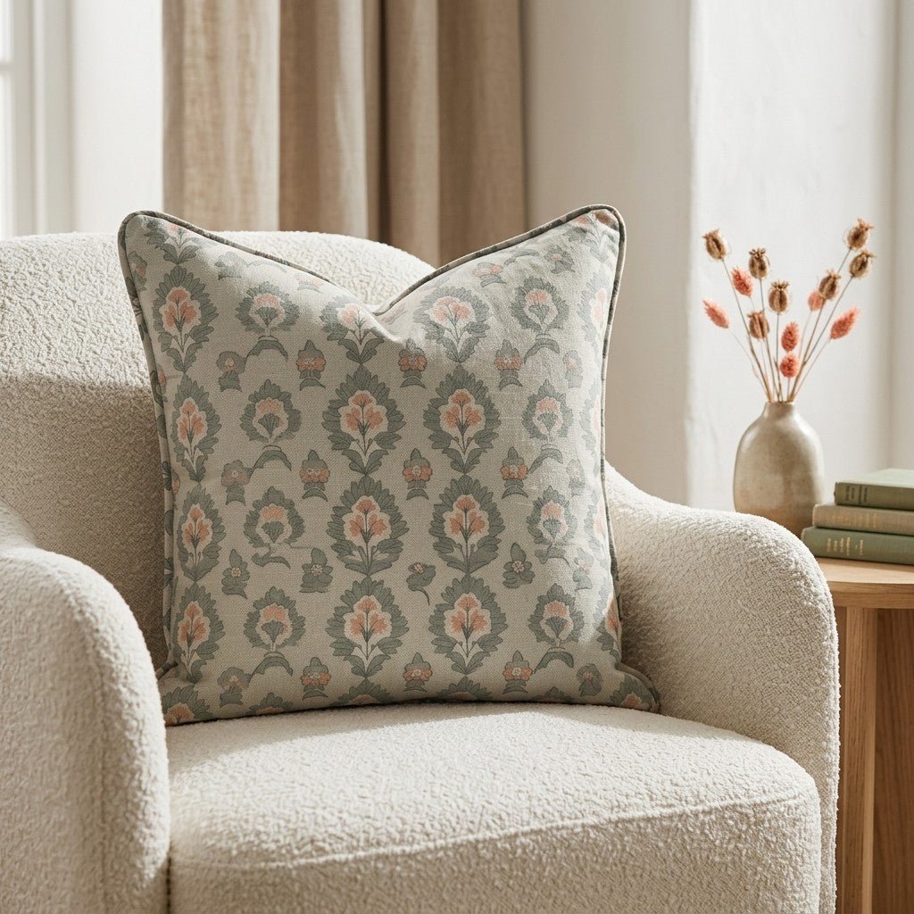 Olive & Peach Throw Pillow - Benton Lane Home - Lemon Park