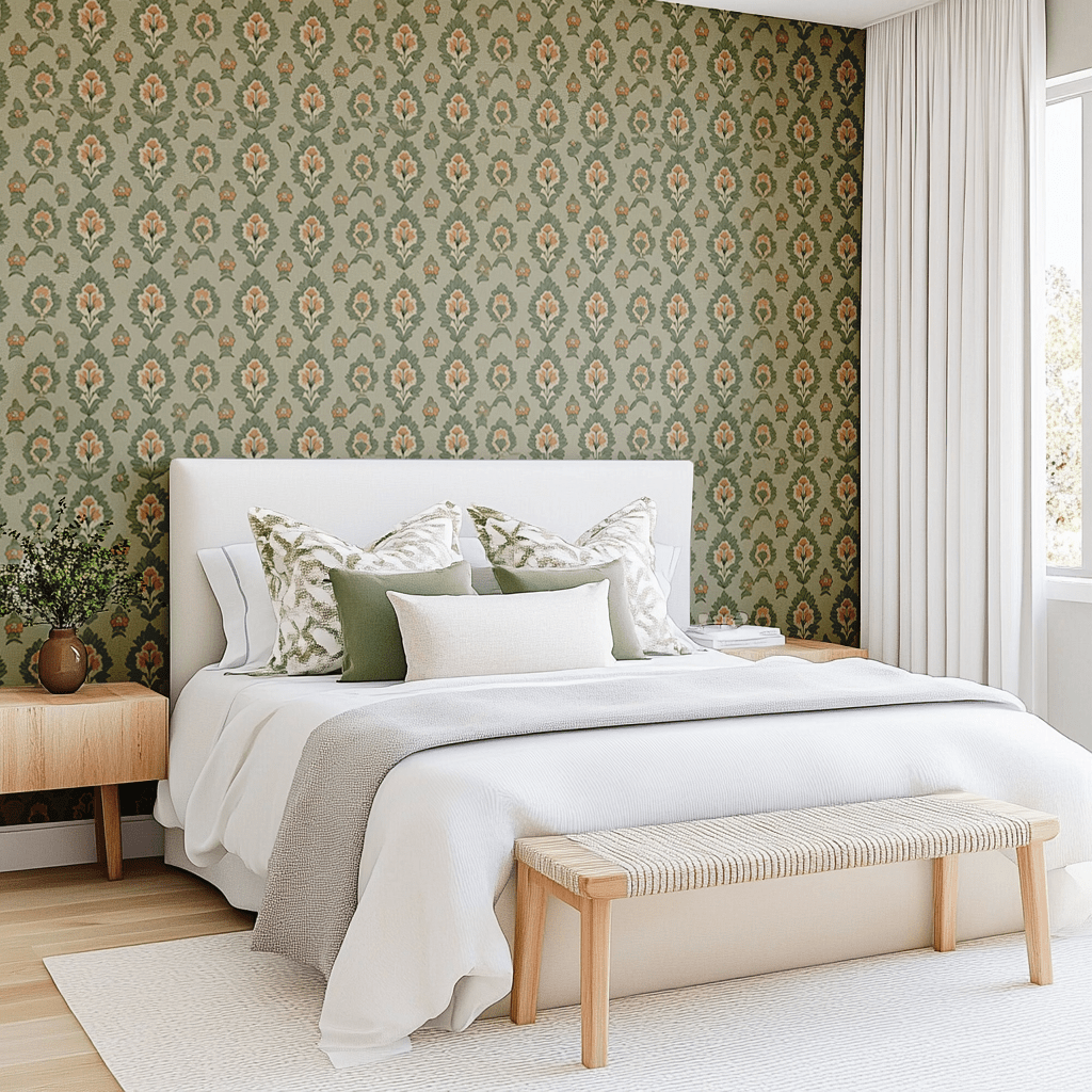 Olive & Peach Wallpaper - Benton Lane Home - Lemon Park