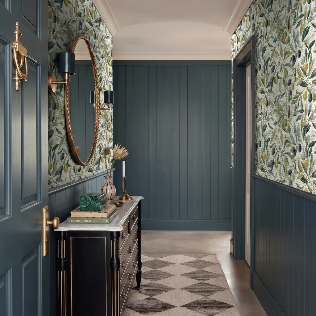 Olive Rustle Faux Grasscloth Wallpaper - Painted Paper
