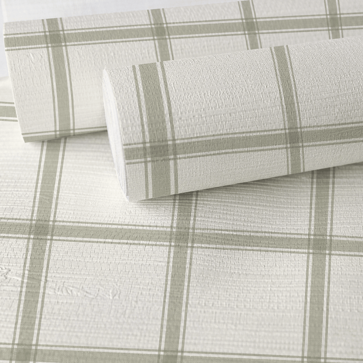 Orange County Olive Plaid Faux Grasscloth Wallpaper - Lemon Park