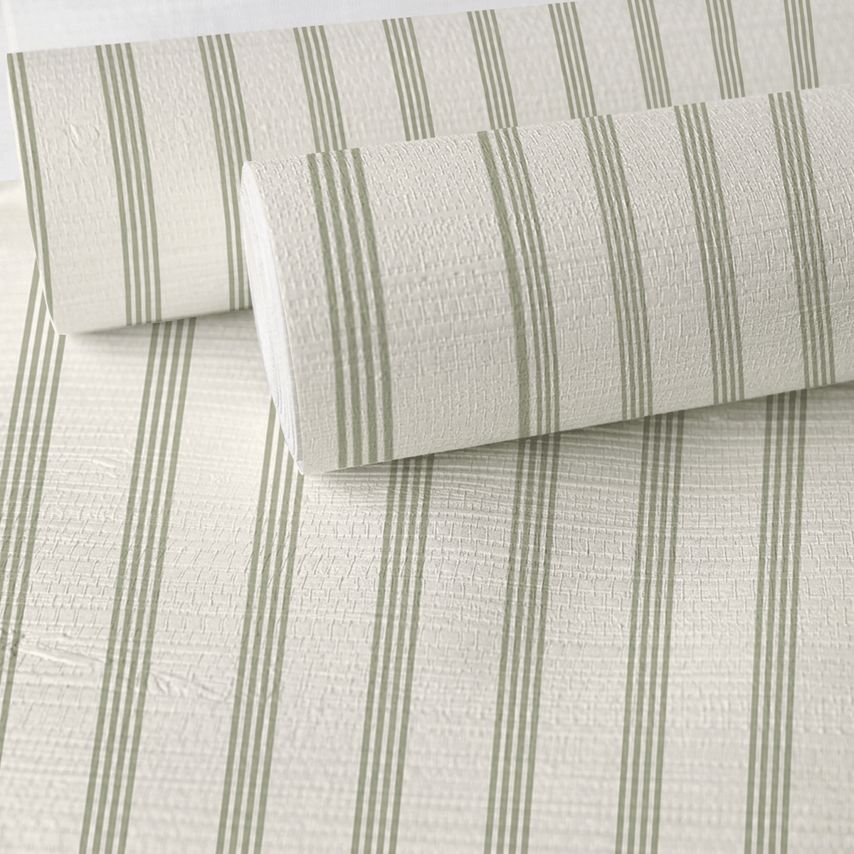 Orange County Olive Stripes Faux Grasscloth Wallpaper - Lemon Park