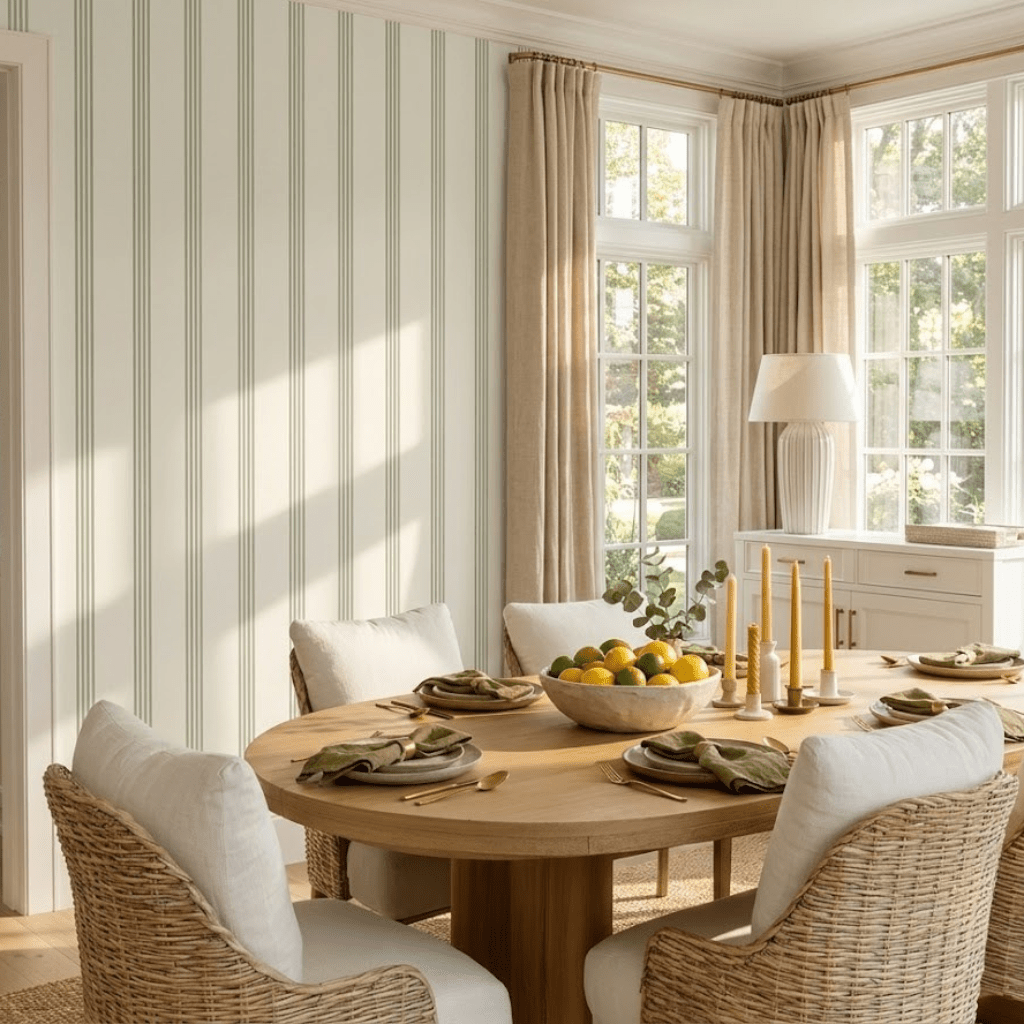Orange County Olive Stripes Wallpaper - Lemon Park