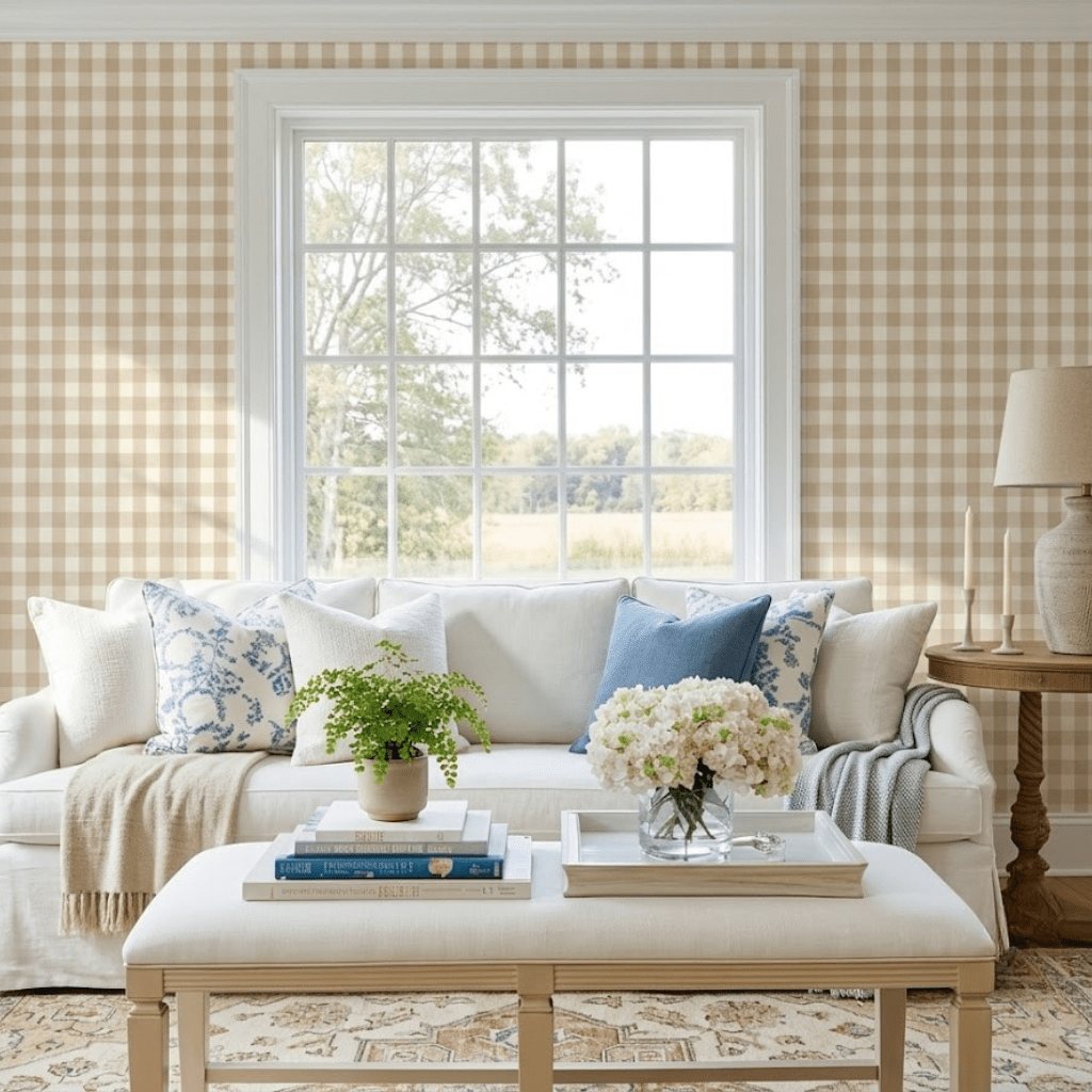 Orange County Pavlova Gingham Wallpaper - Lemon Park