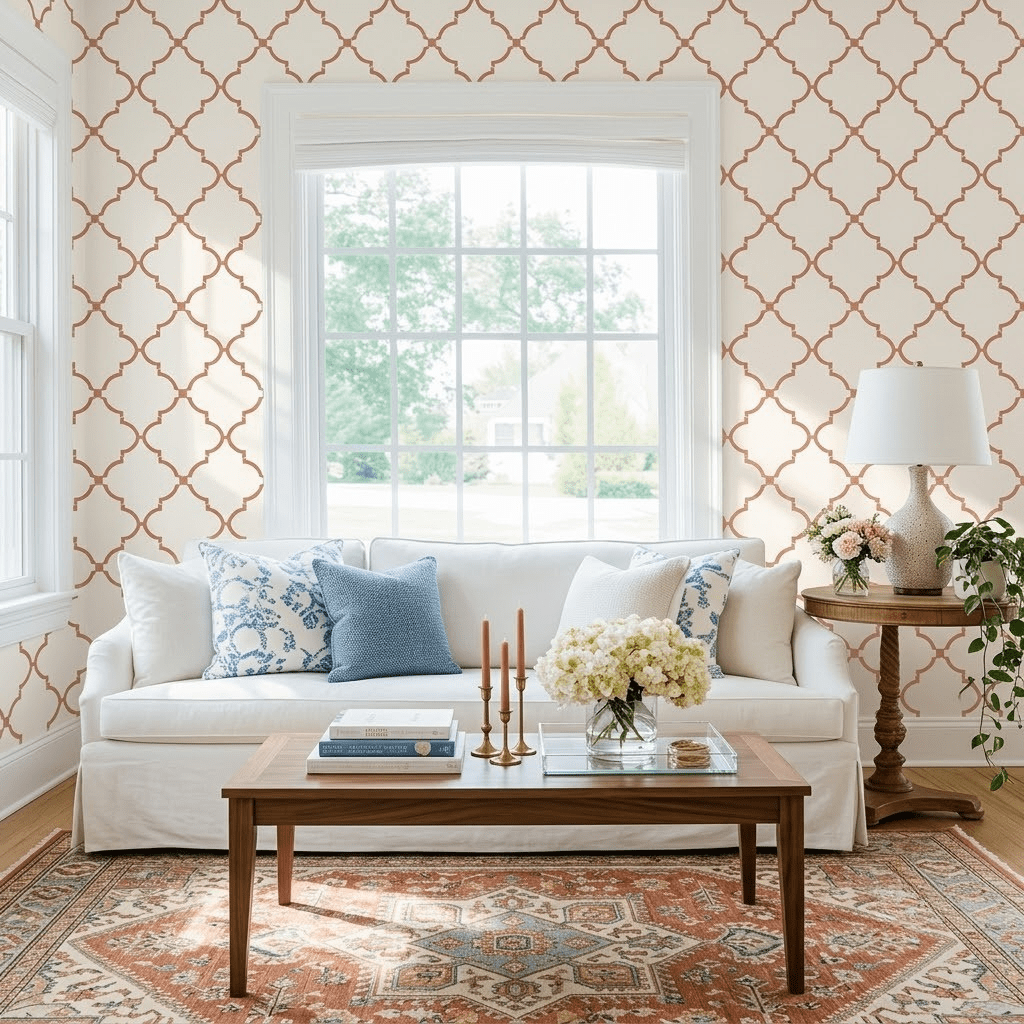 Orange County Terracotta Trellis Wallpaper - Lemon Park