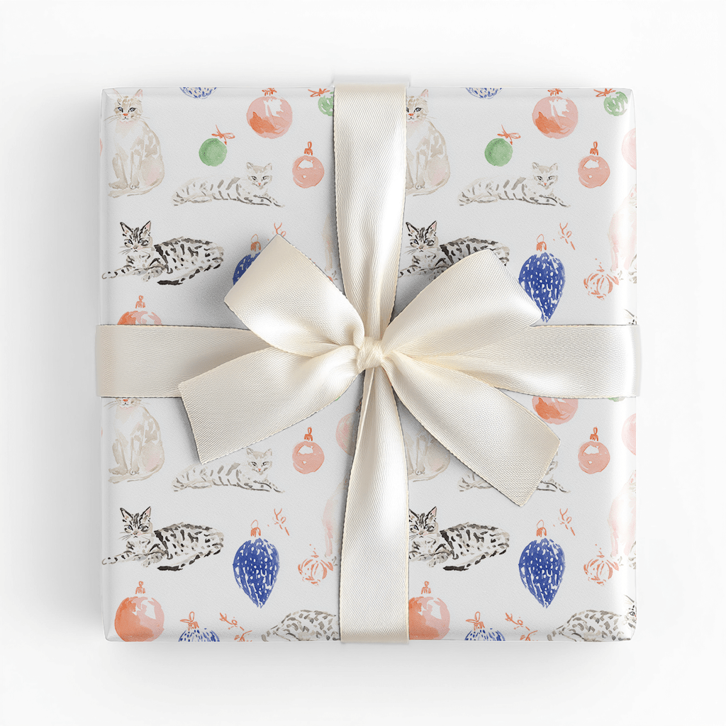 Ornaments and Cats - Wrapping Paper - Benton Lane Home - Lemon Park
