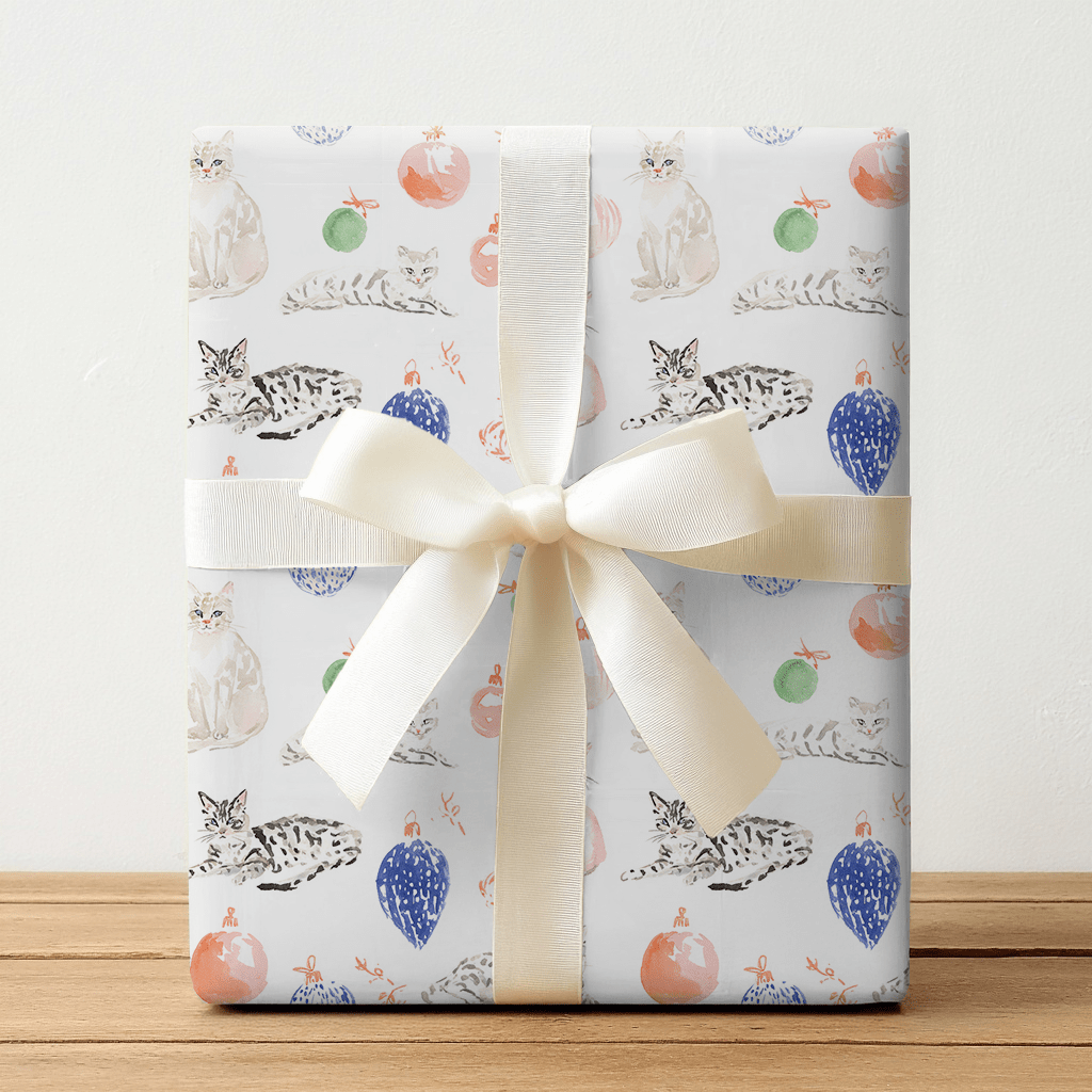 Ornaments and Cats - Wrapping Paper - Benton Lane Home - Lemon Park