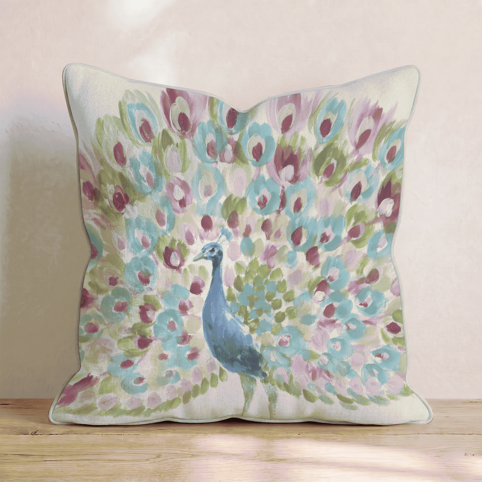 Painted Peacock Throw Pillow - Benton Lane Home - Hillcroft Home