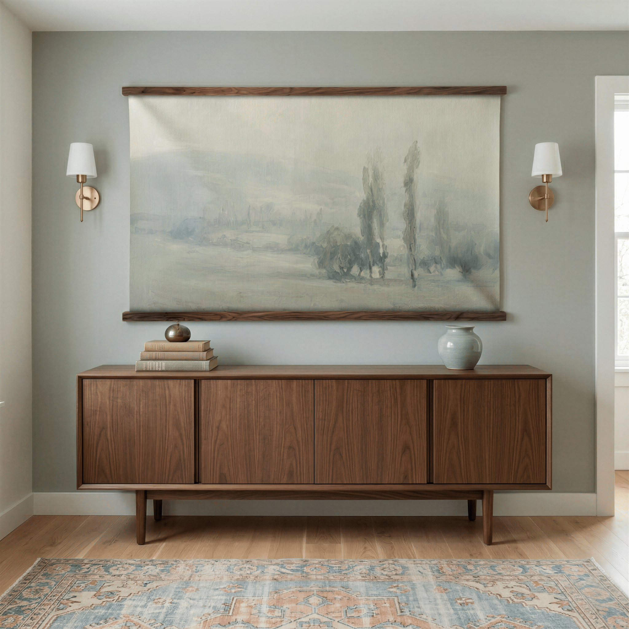 Pale Field Greenery - Tapestry - Benton Lane Home - Painted Paper