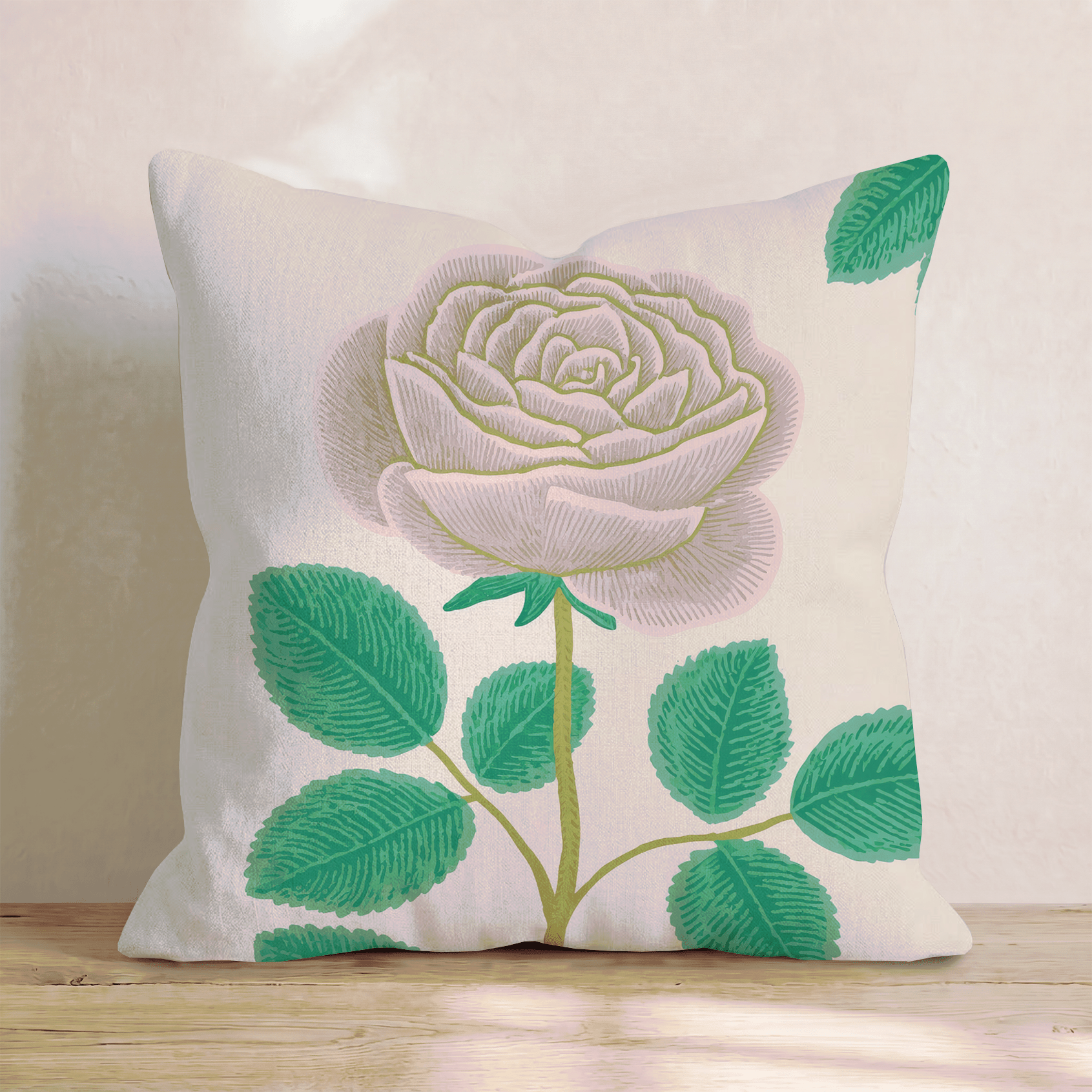 Pale Pink Rose Throw Pillow - Hillcroft Home
