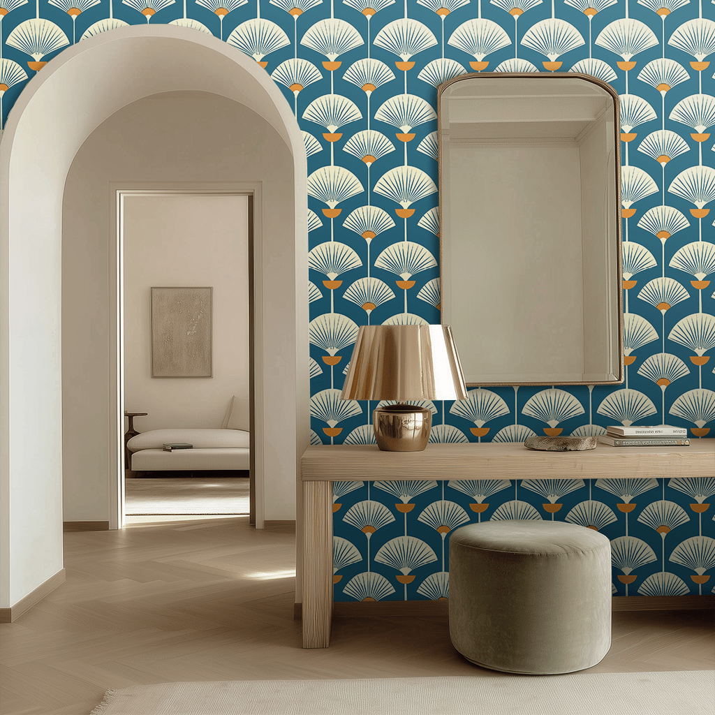 Palm Fanfare Wallpaper - Benton Lane Home - Painted Paper