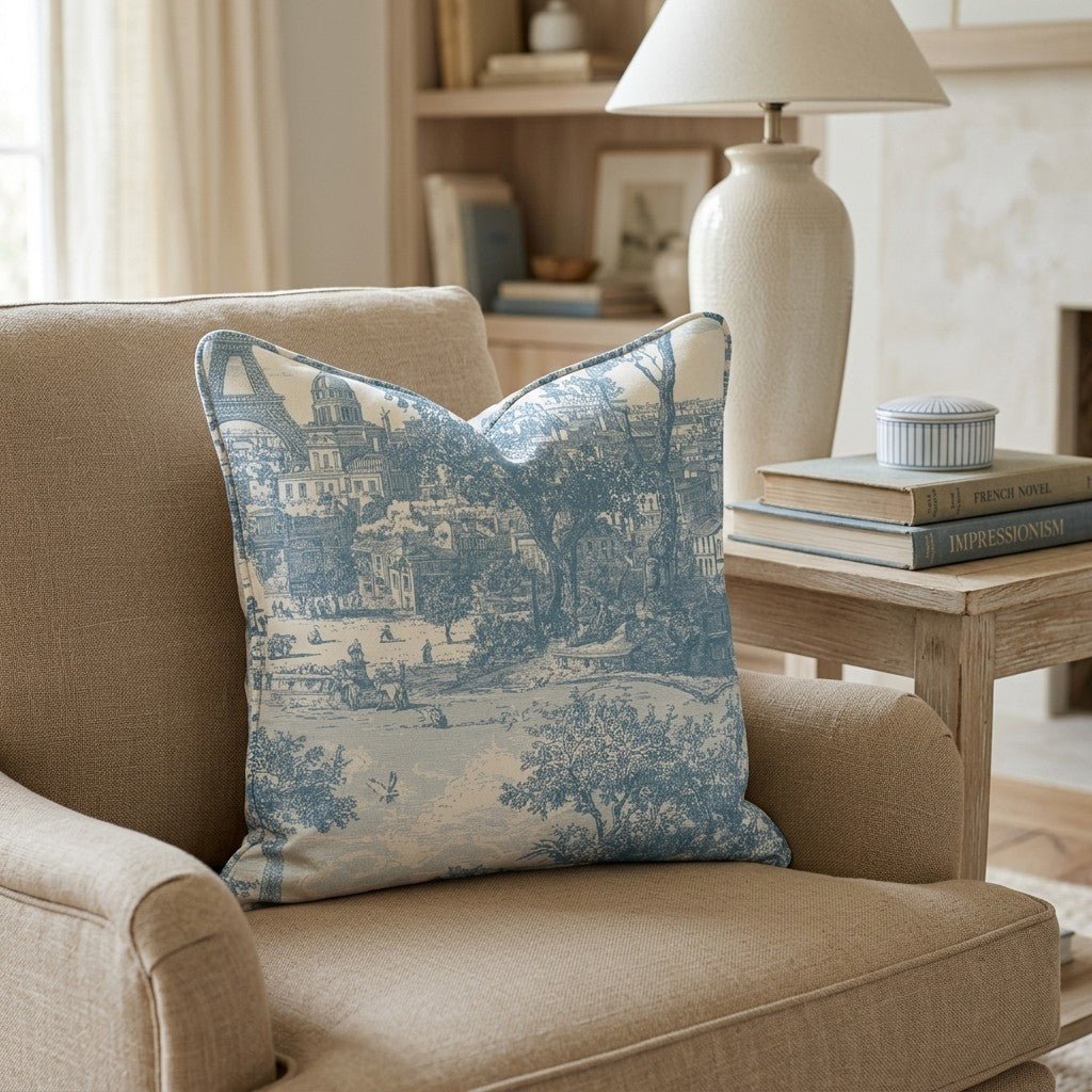 Paris Blue Throw Pillow - Benton Lane Home - Hillcroft Home