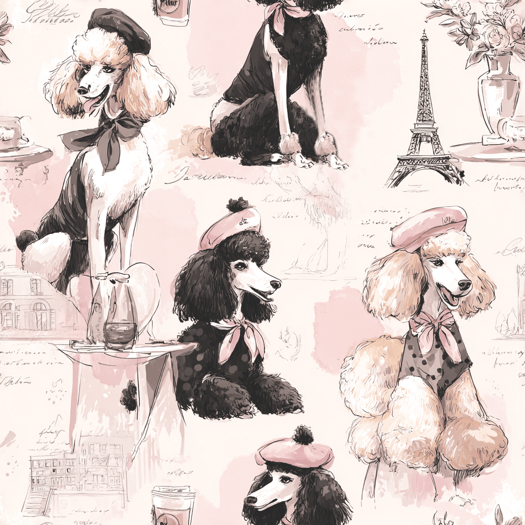 Parisian Poodles Wallpaper - Benton Lane Home - Painted Paper