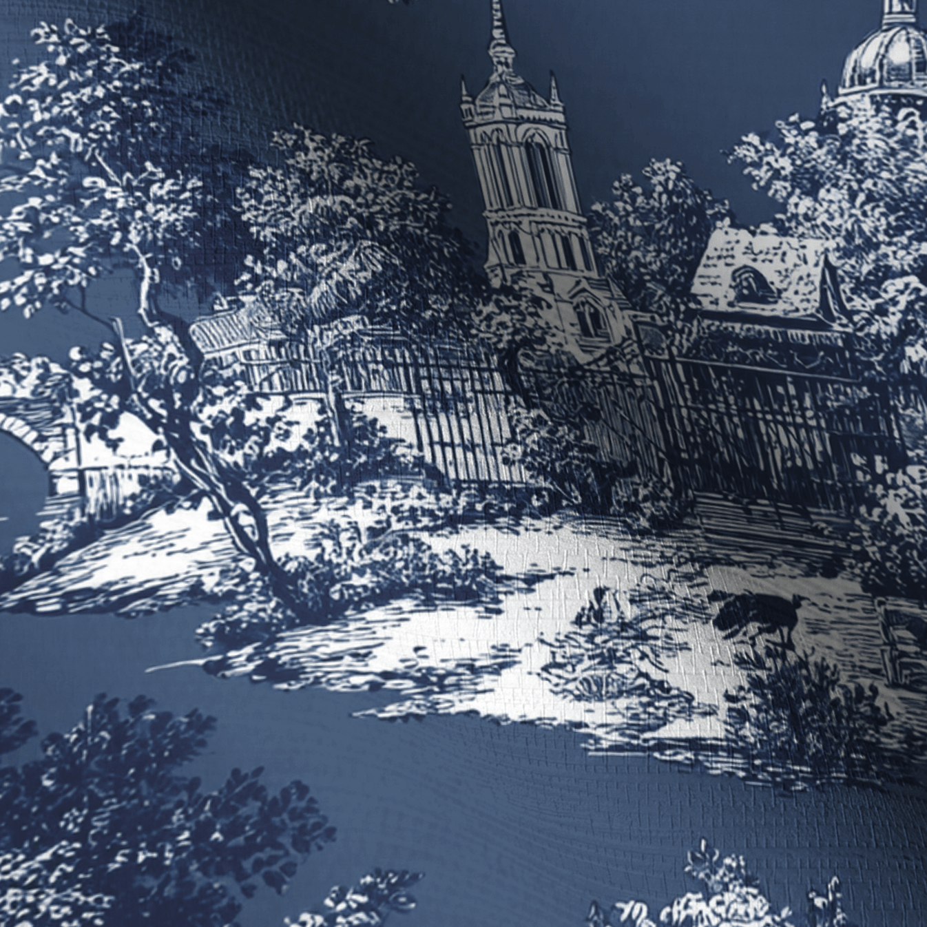 Parisian Stroll Toile Faux Grasscloth Wallpaper - Painted Paper