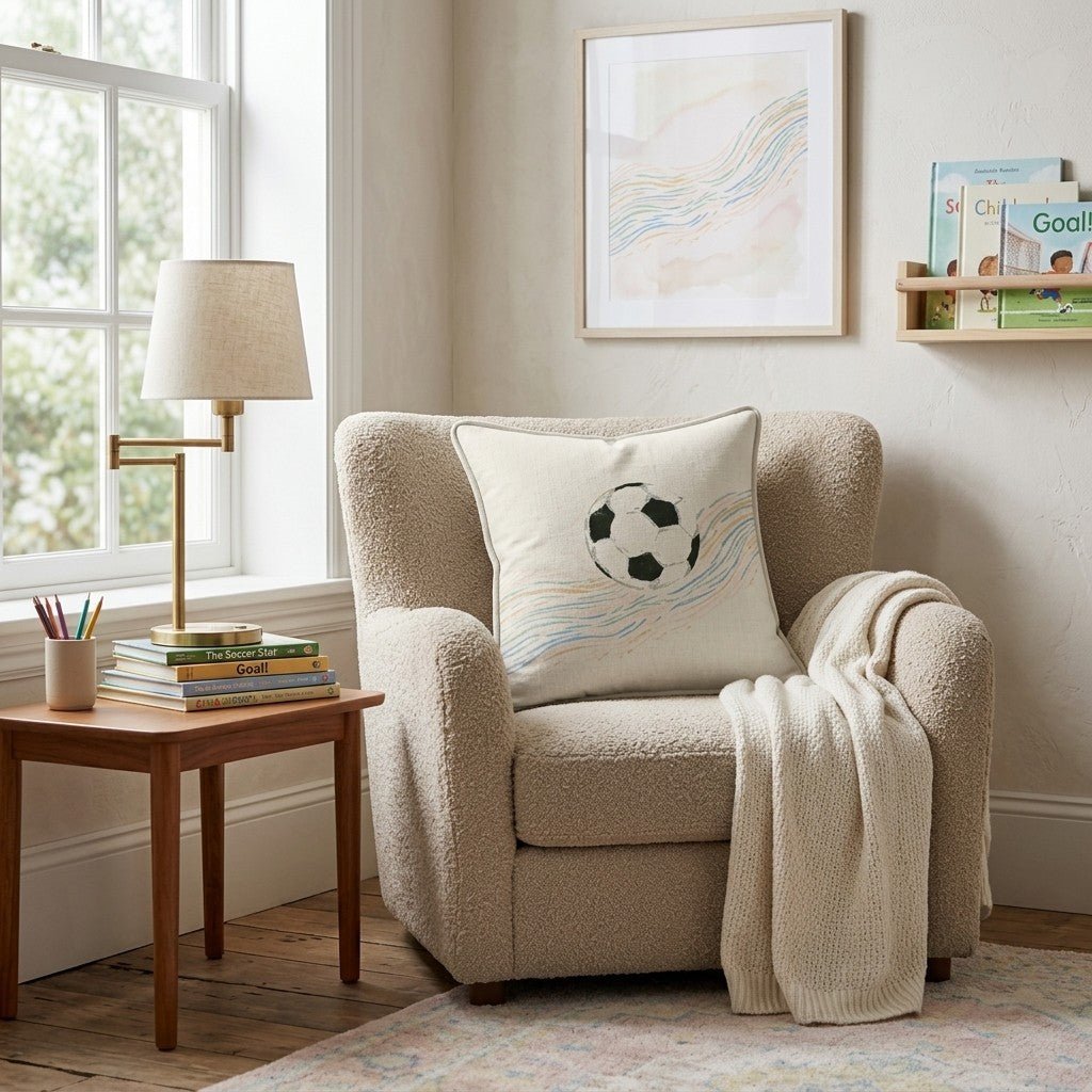 Pastel Soccer Throw Pillow - Benton Lane Home - Hillcroft Home