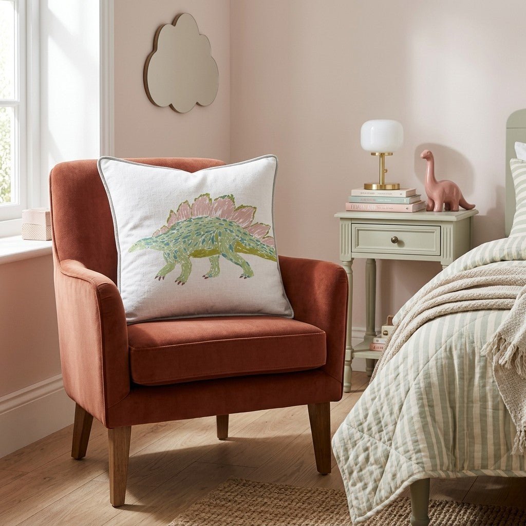 Pastel Stegosaurus_ Throw Pillow - Benton Lane Home - Hillcroft Home