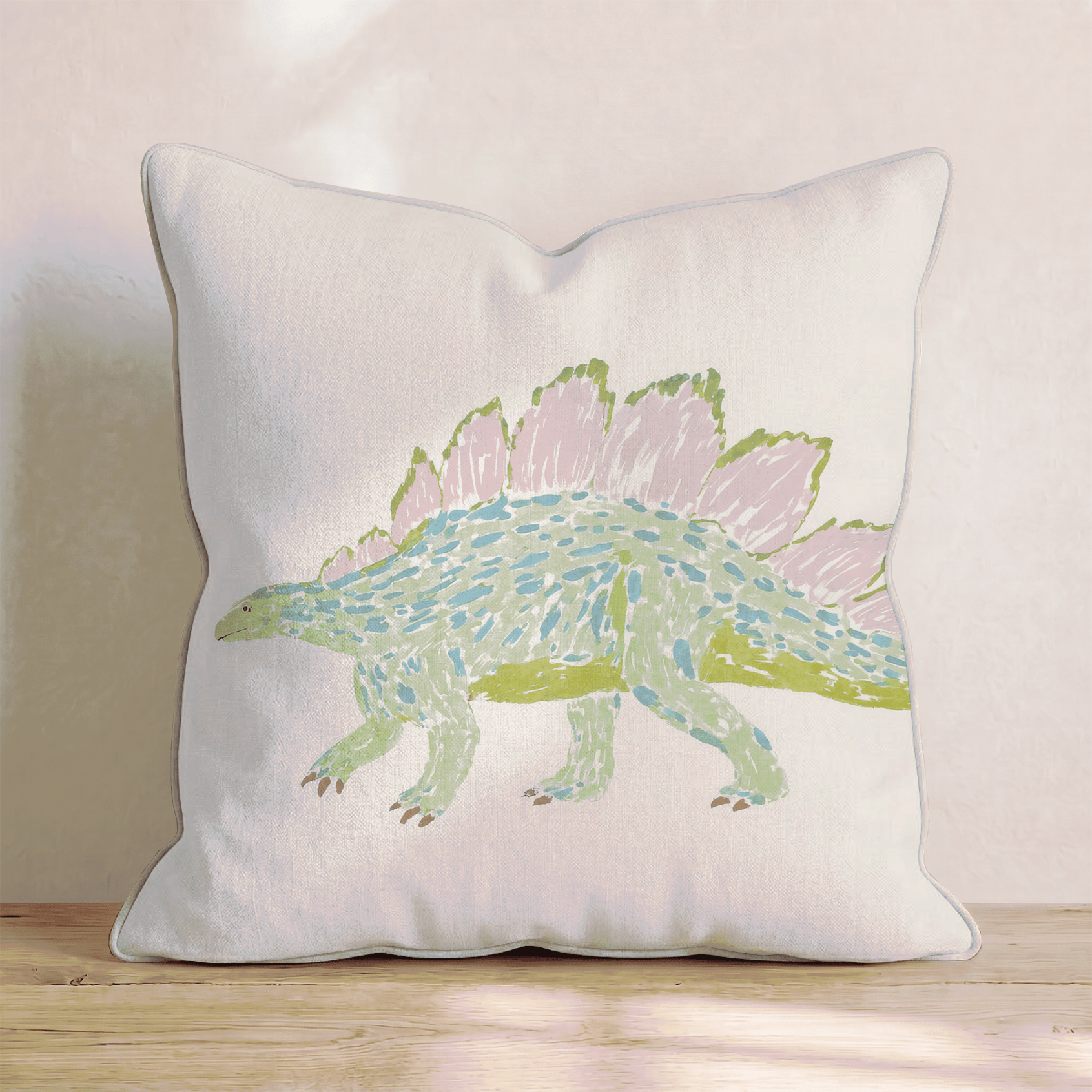 Pastel Stegosaurus_ Throw Pillow - Benton Lane Home - Hillcroft Home
