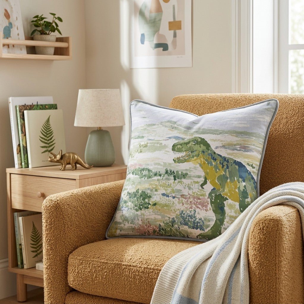 Pastel T Rex Throw Pillow - Benton Lane Home - Hillcroft Home