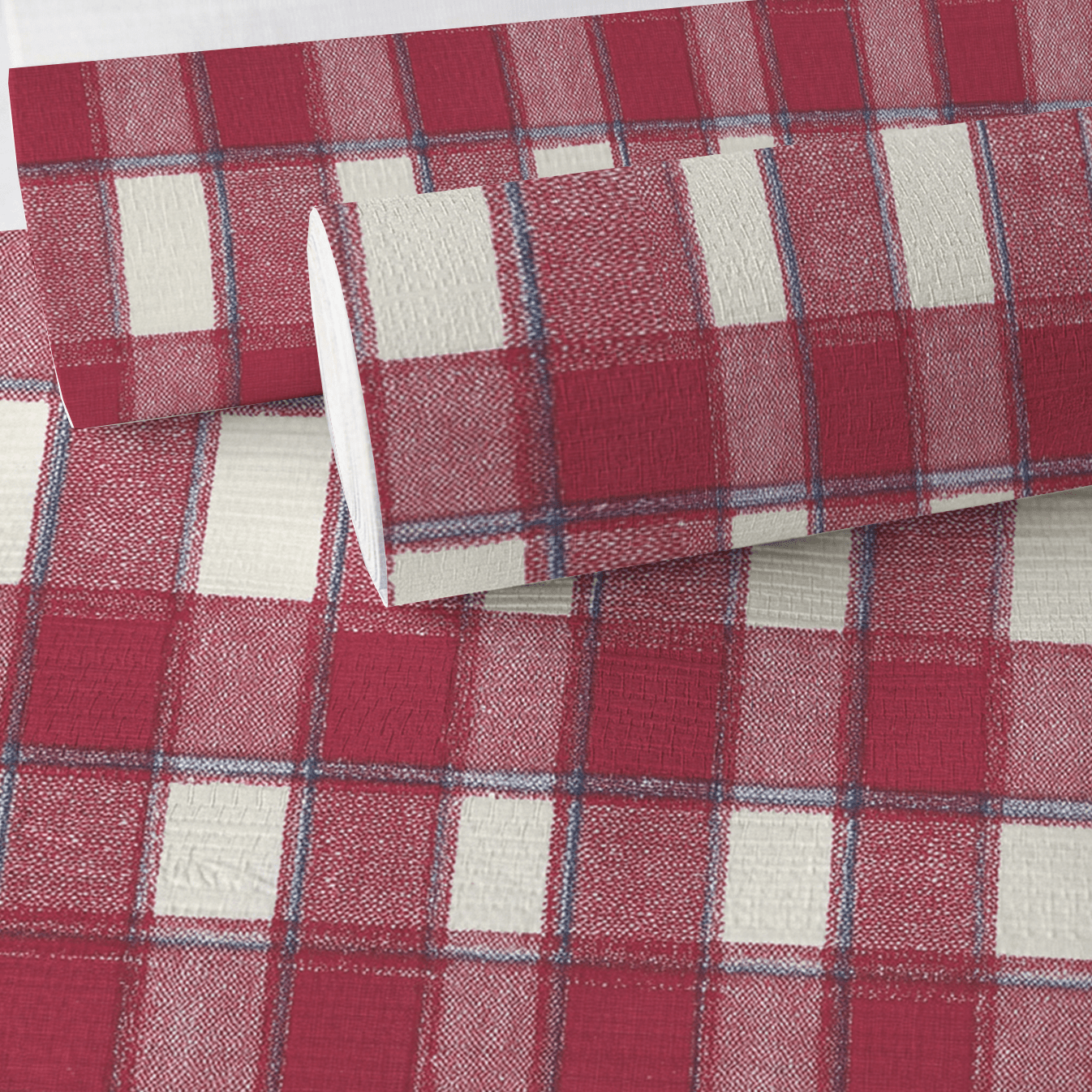 Patchwork Gingham Faux Grasscloth Wallpaper - Painted Paper