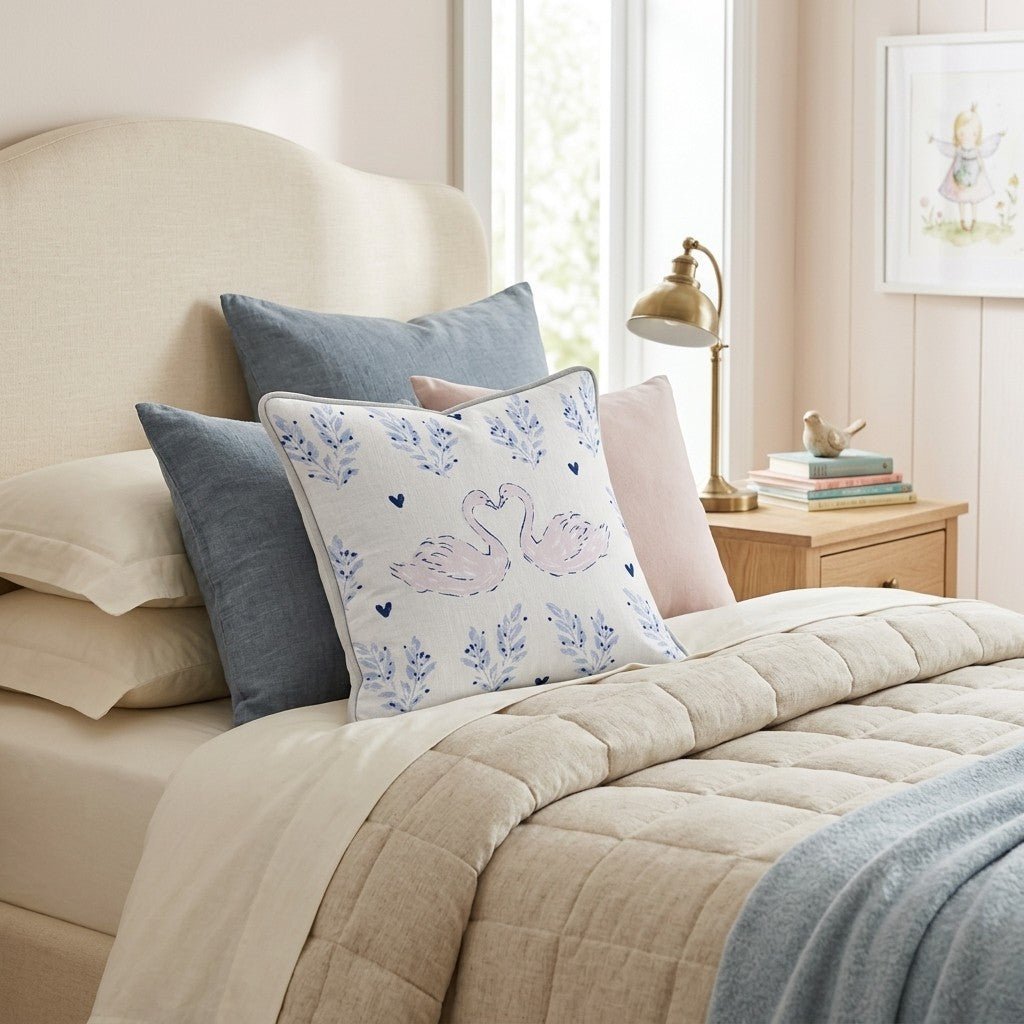 Patterned Swans Throw Pillow - Benton Lane Home - Hillcroft Home