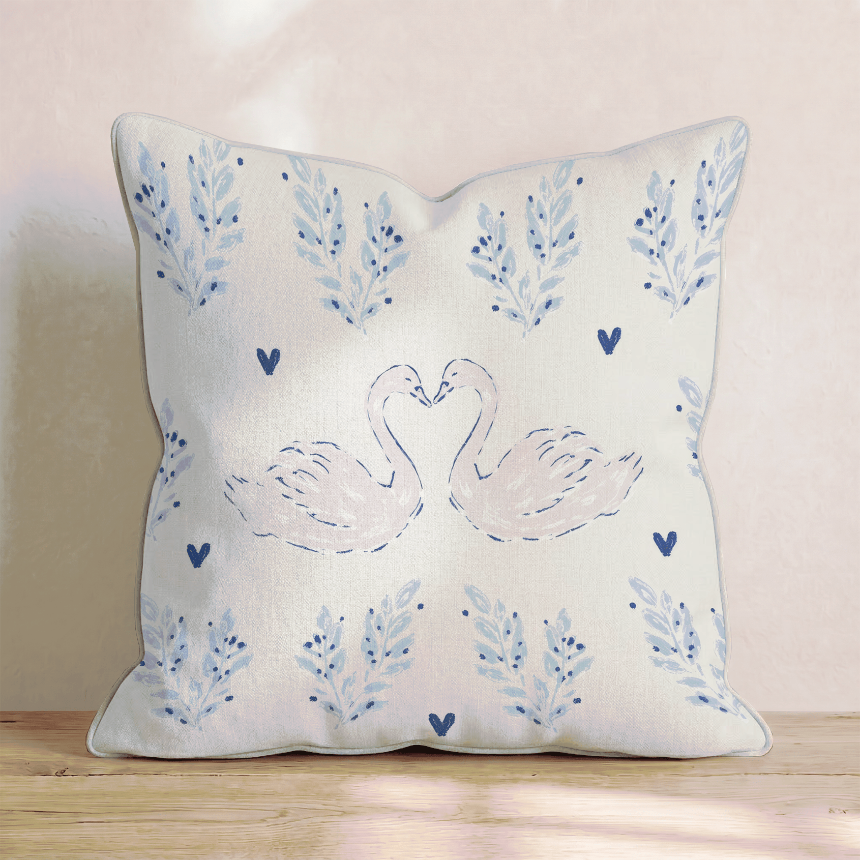 Patterned Swans Throw Pillow - Benton Lane Home - Hillcroft Home