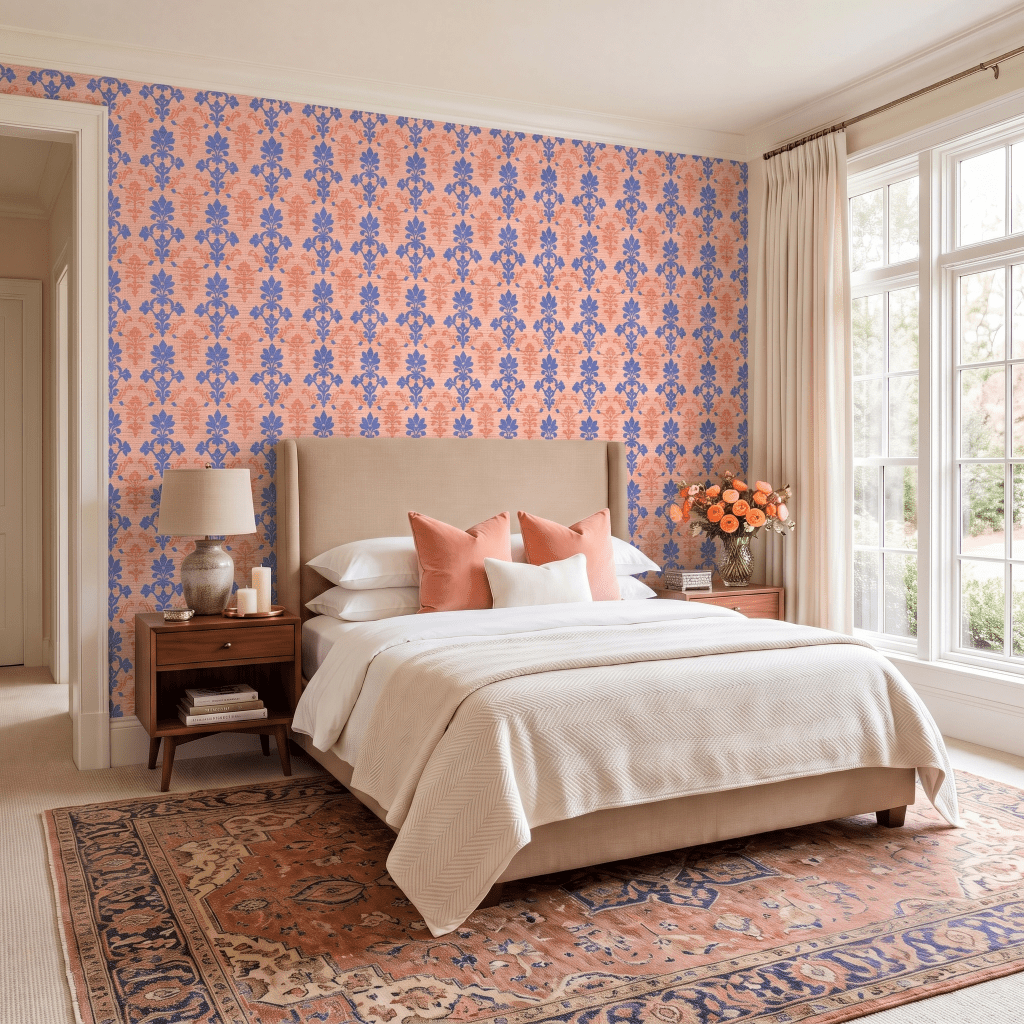 Peachy Elegance Faux Grasscloth Wallpaper - Benton Lane Home - Lemon Park