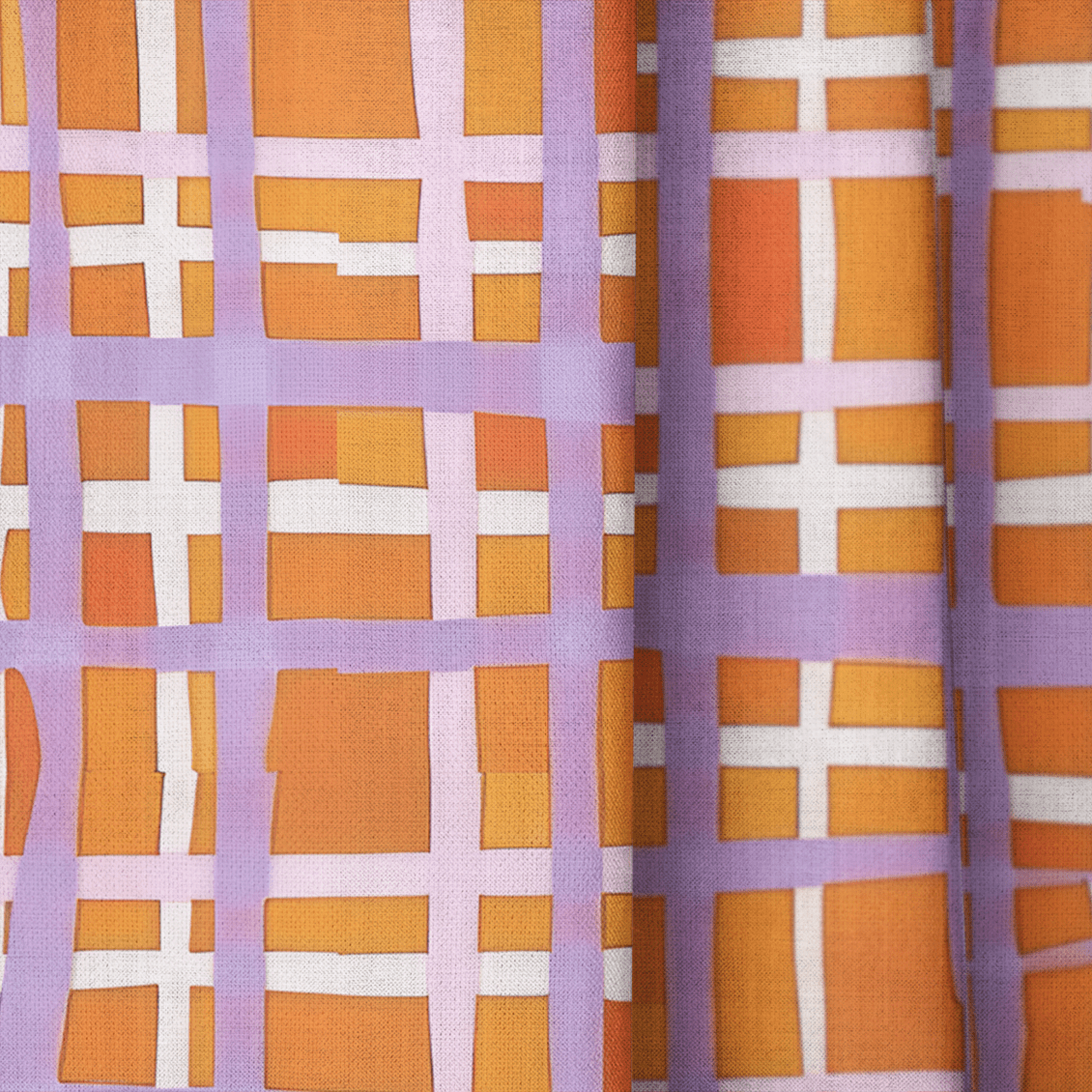 Peachy Gridlock - Drapery - Benton Lane Home - Lemon Park