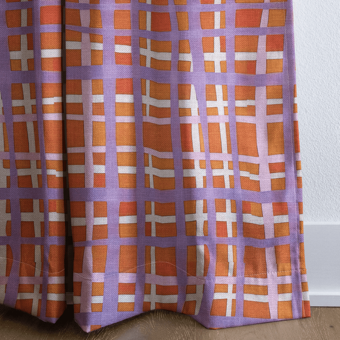 Peachy Gridlock - Drapery - Benton Lane Home - Lemon Park