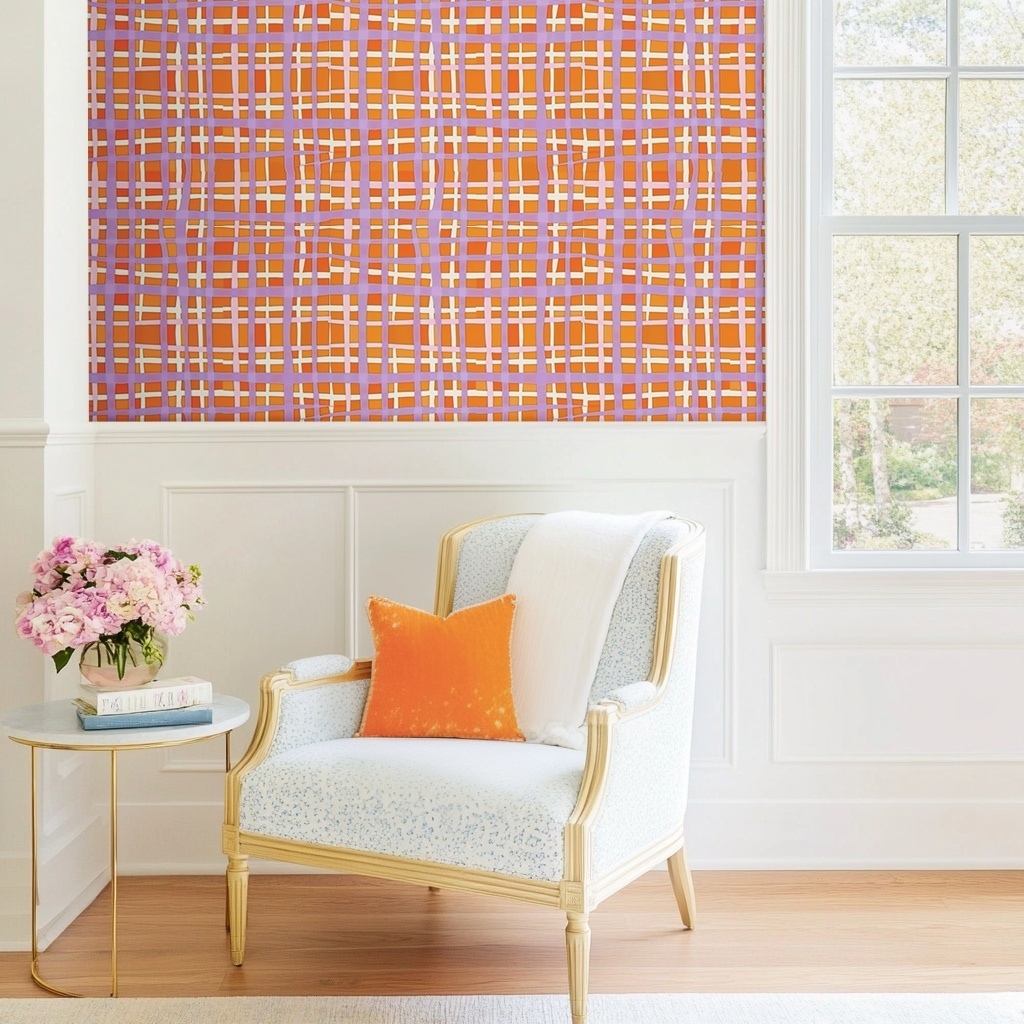 Peachy Gridlock Wallpaper