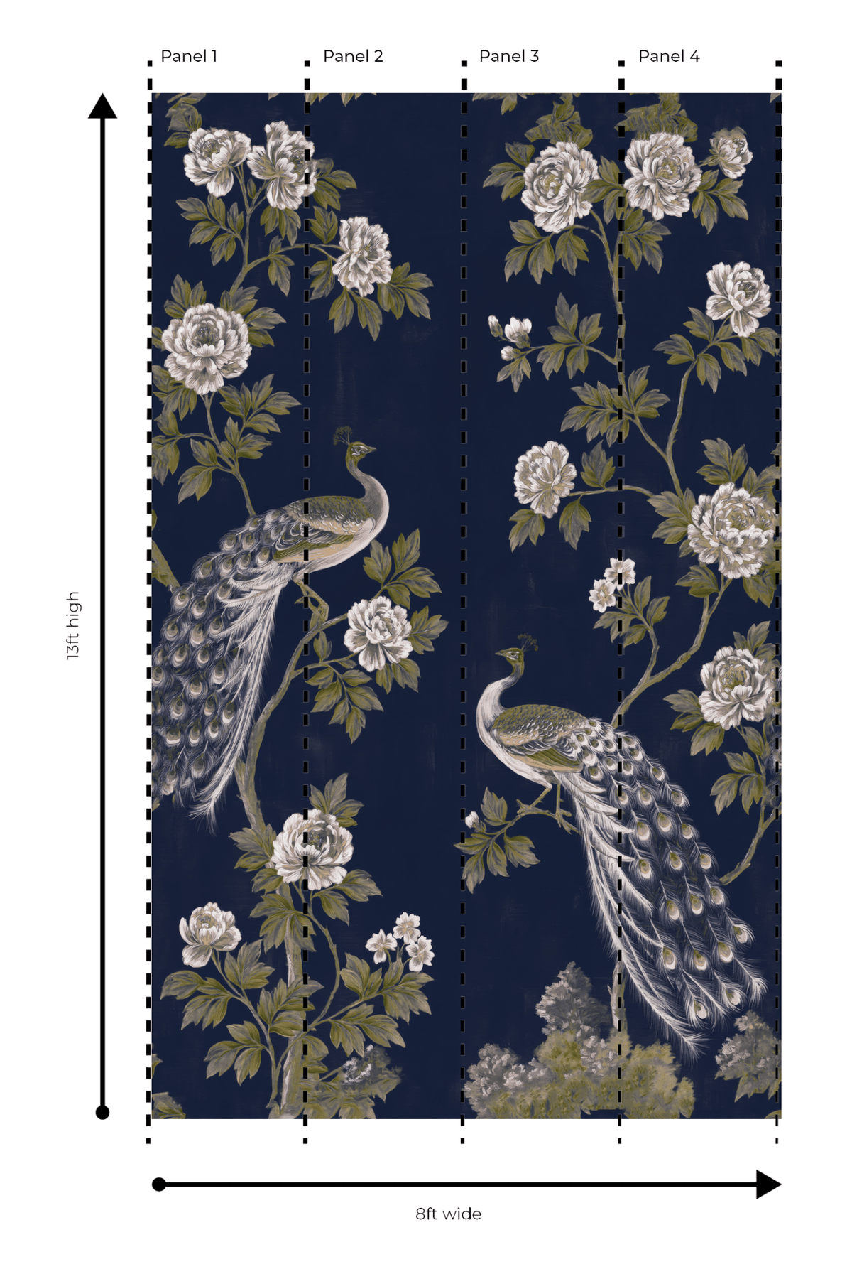 Peacock Elegance - Wall Mural - Painted Paper
