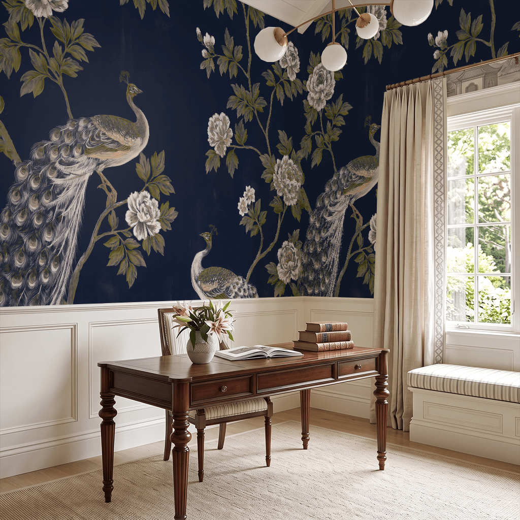 Peacock Elegance - Wall Mural - Painted Paper