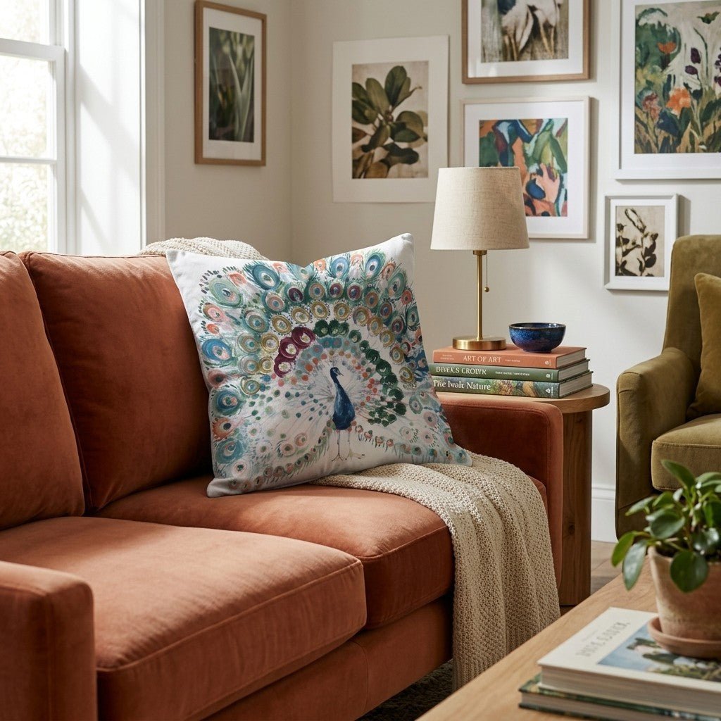 Peacock Throw Pillow - Benton Lane Home - Hillcroft Home