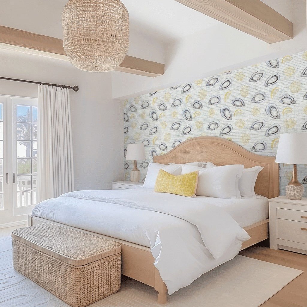 Pearls and Lemons Faux Grasscloth Wallpaper - Benton Lane Home - Lemon Park
