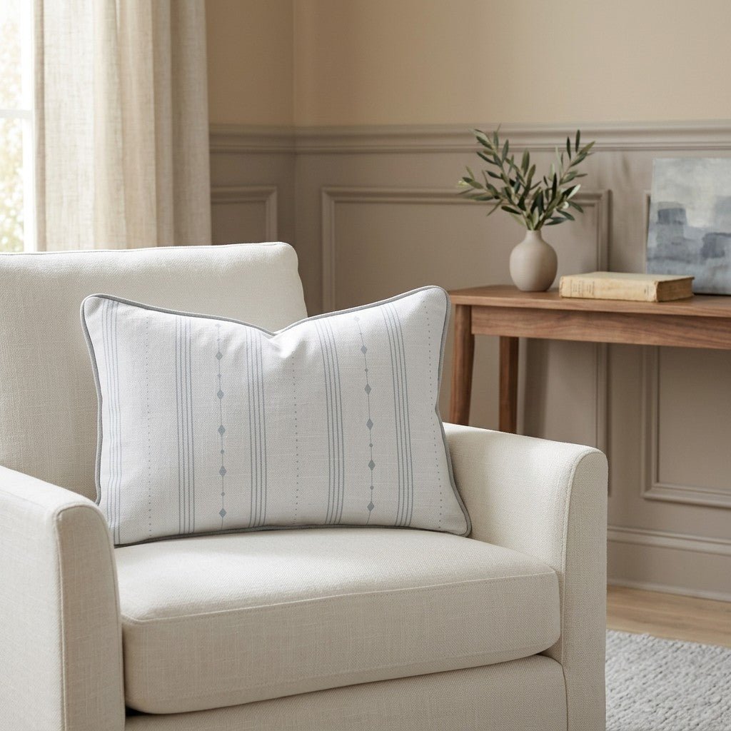 Pearl's Haven Spring Blue Stripes Throw Pillow - Benton Lane Home - Lemon Park