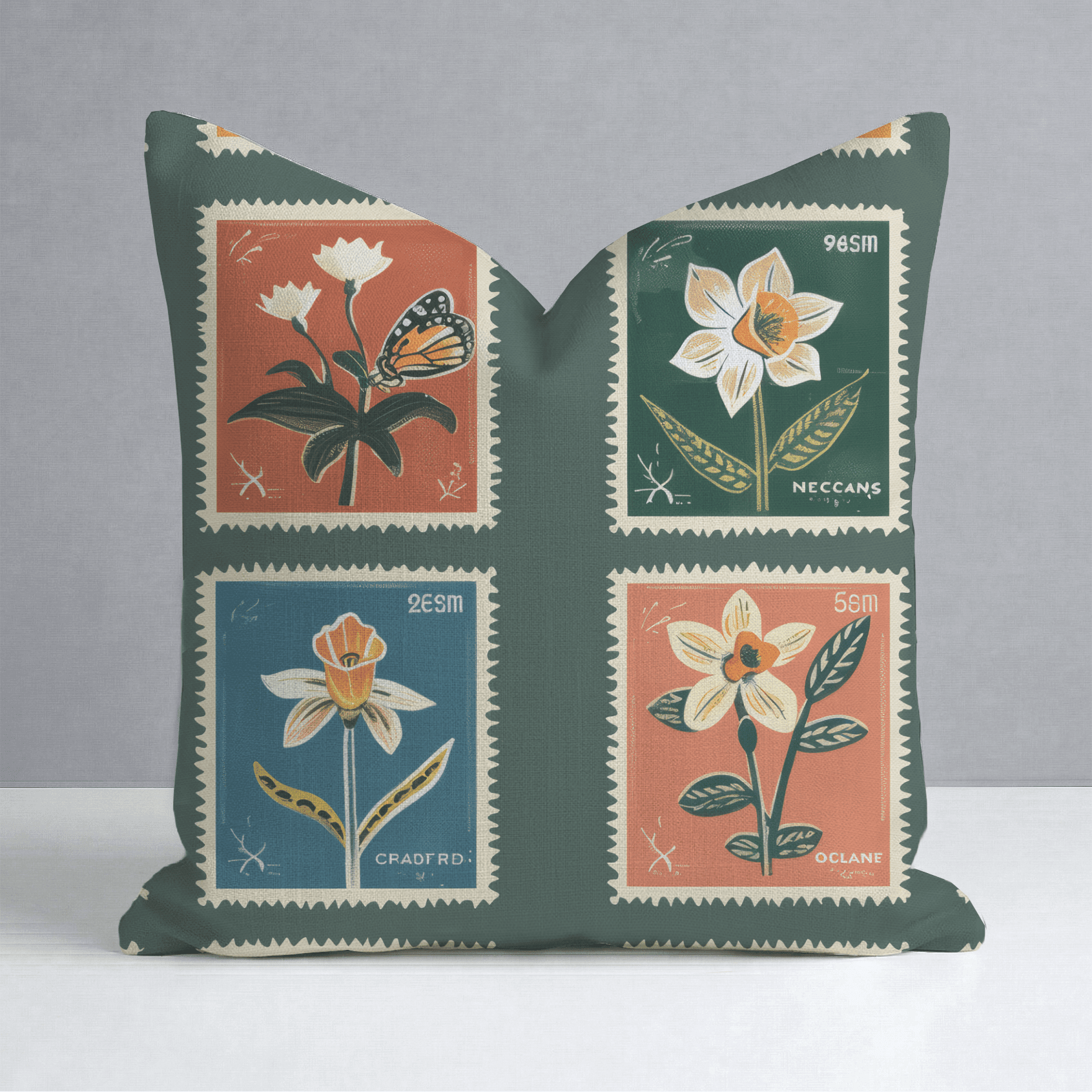 Penelope's Postage Throw Pillow - Benton Lane Home - Lemon Park