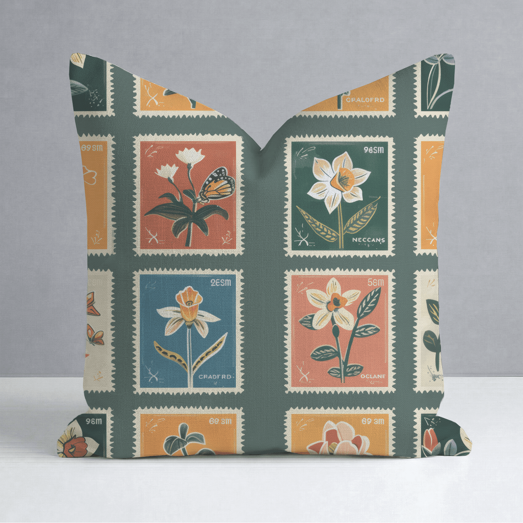 Penelope's Postage Throw Pillow - Benton Lane Home - Lemon Park