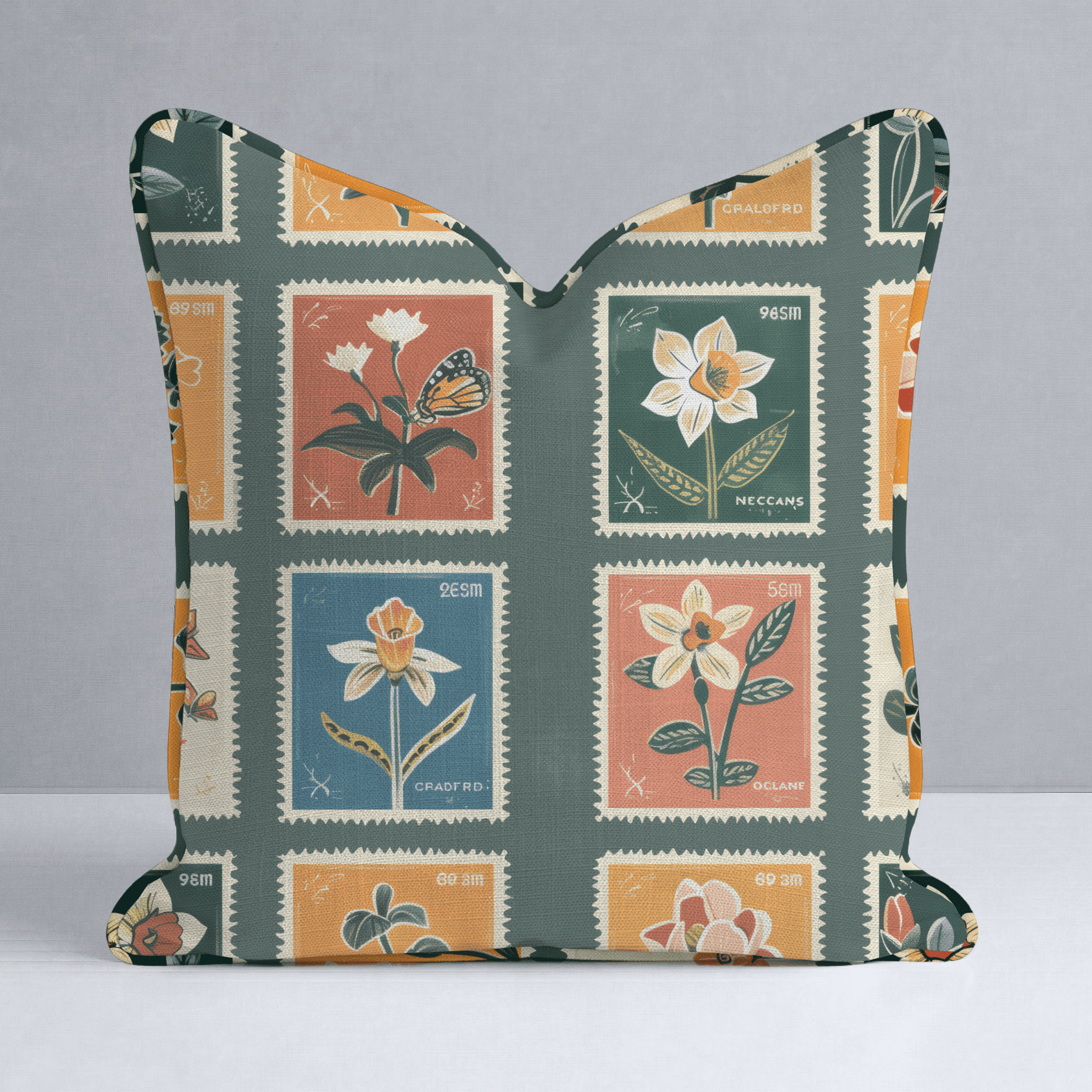 Penelope's Postage Throw Pillow - Benton Lane Home - Lemon Park