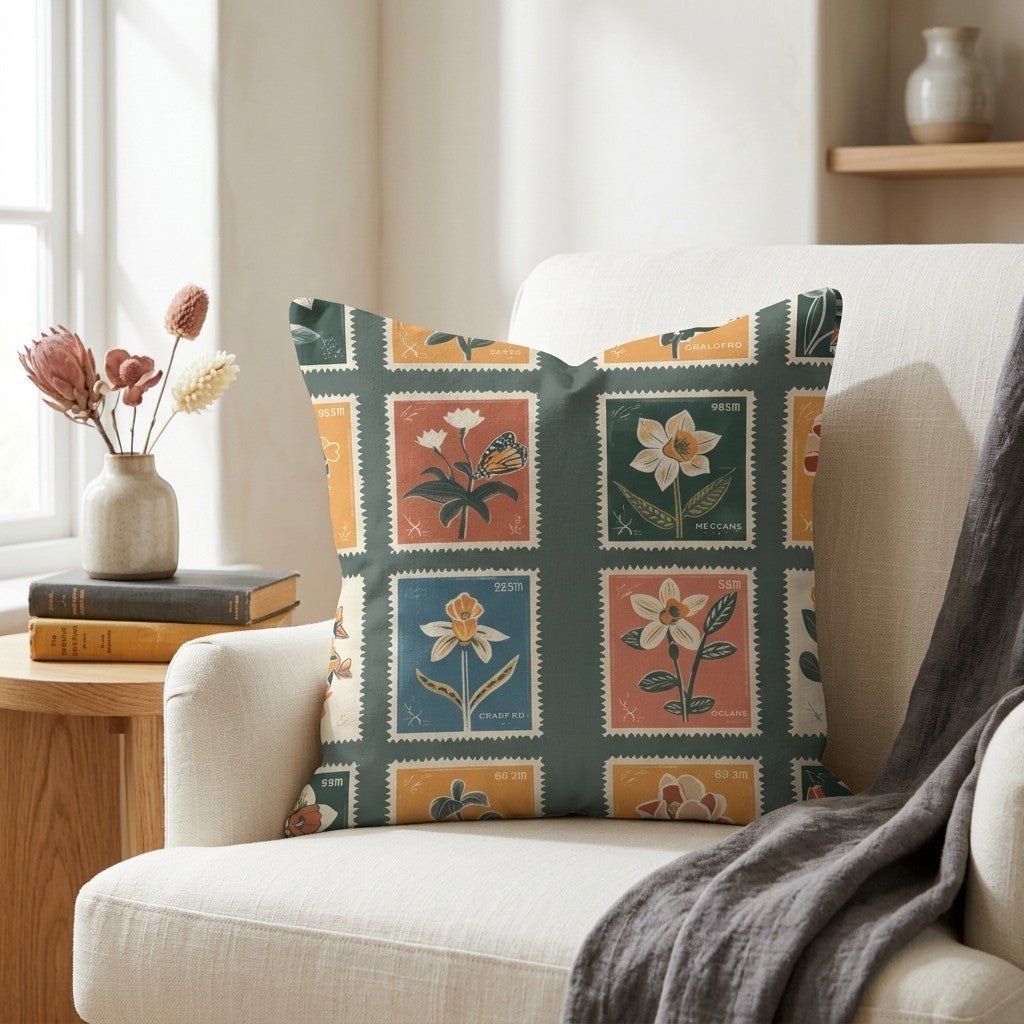 Penelope's Postage Throw Pillow - Benton Lane Home - Lemon Park