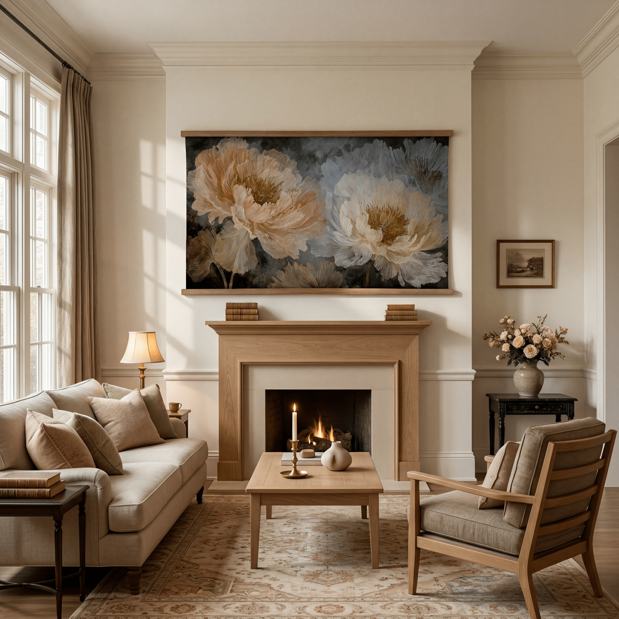 Peony Portrait - Tapestry - Benton Lane Home - Painted Paper
