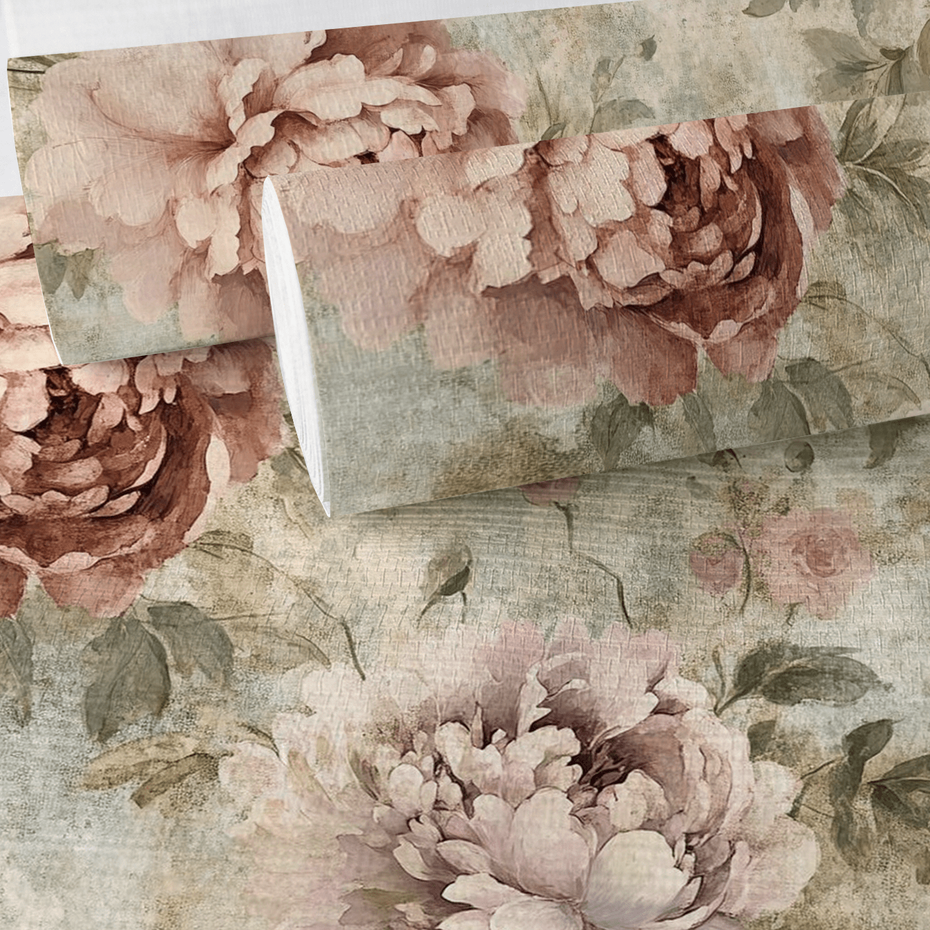 Peony Whispers Faux Grasscloth Wallpaper - Painted Paper