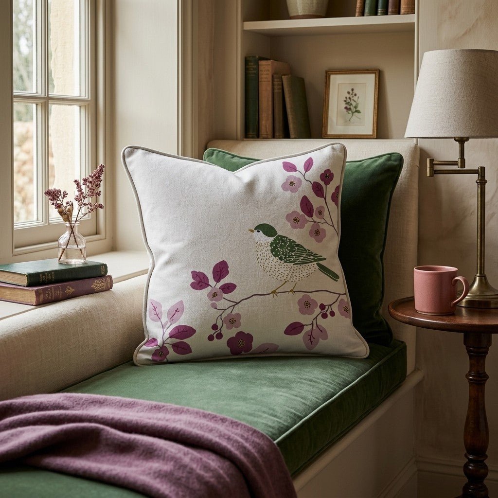 Perched Finch Throw Pillow - Benton Lane Home - Hillcroft Home