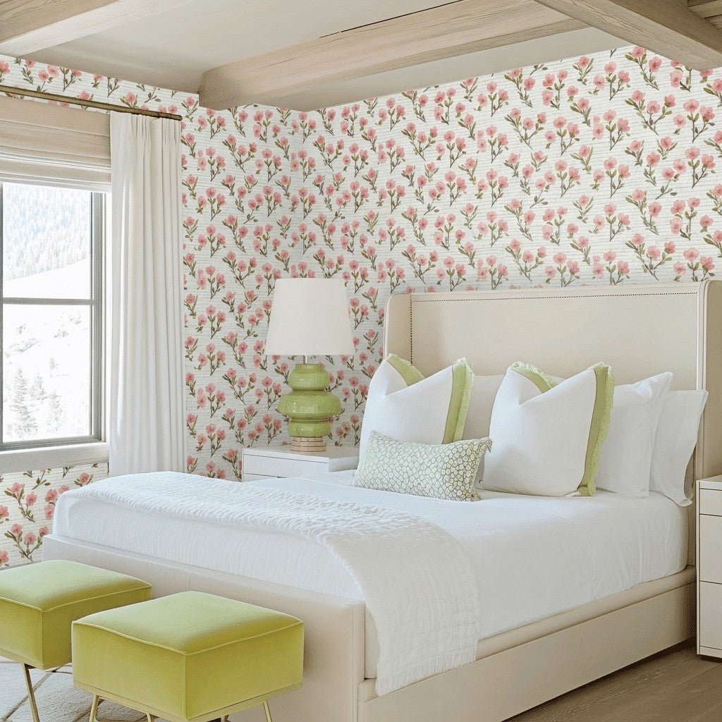 Petal Blush Faux Grasscloth Wallpaper - Benton Lane Home - Lemon Park