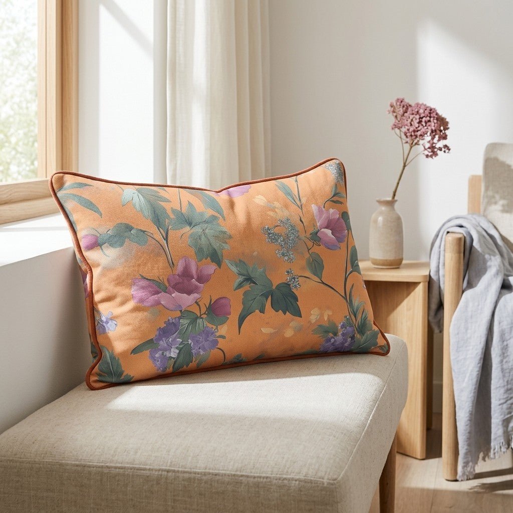 Petals & Persimmons Throw Pillow - Benton Lane Home - Lemon Park